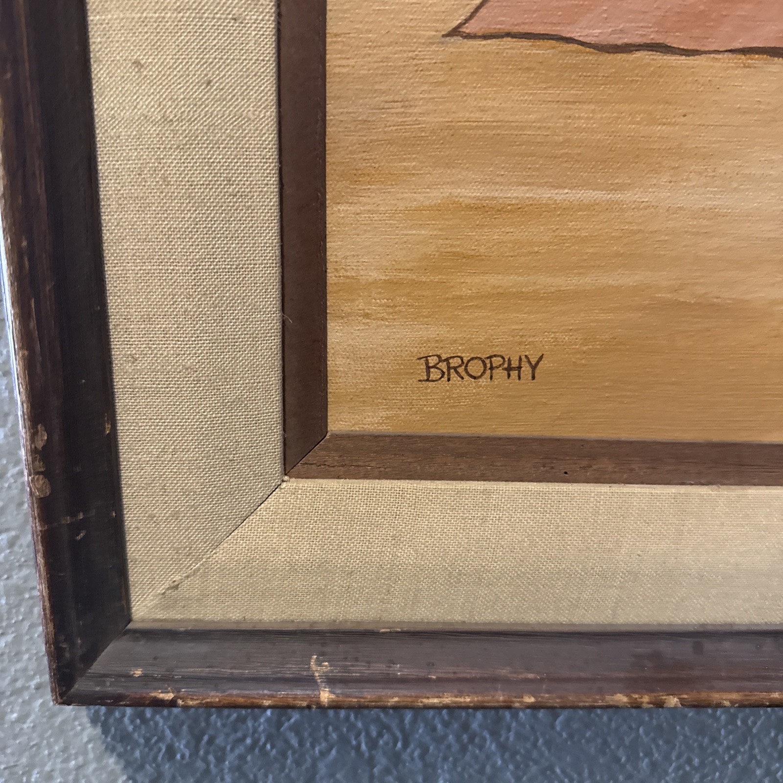 Vintage Signed Native American Portrait Oil Painting Framed Western Art Brophy