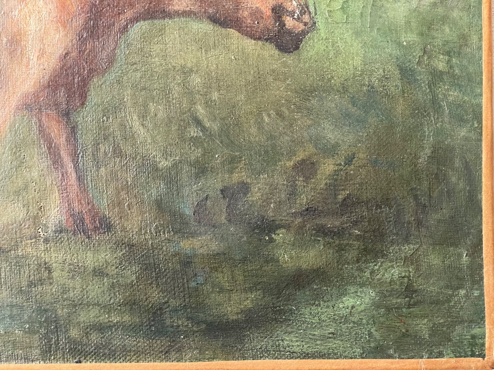 19th Century Manner Eugene BOUDIN Antique Impressionist Oil Painting Cow Meadow