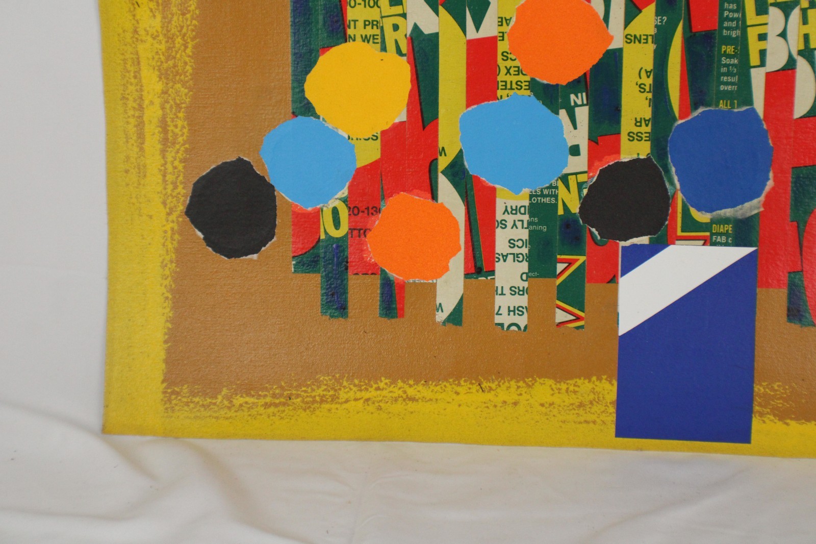 Mid Century Collage Abstract Style Oil Painting On Canvas Signed Jon Henry