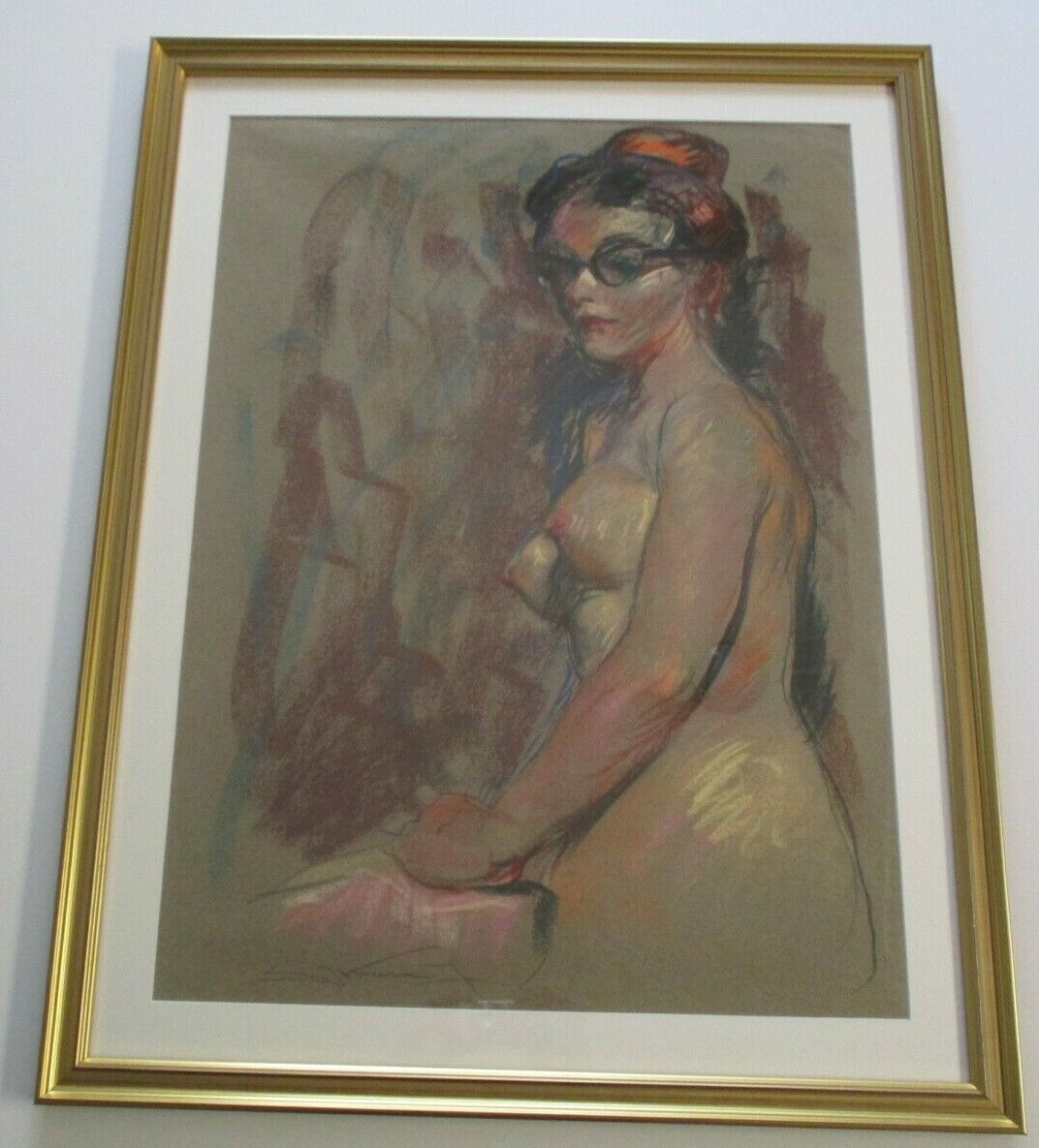 FINEST EMIL KOSA DRAWING Antique Woman FEMALE MODEL WITH GLASSES AMERICAN