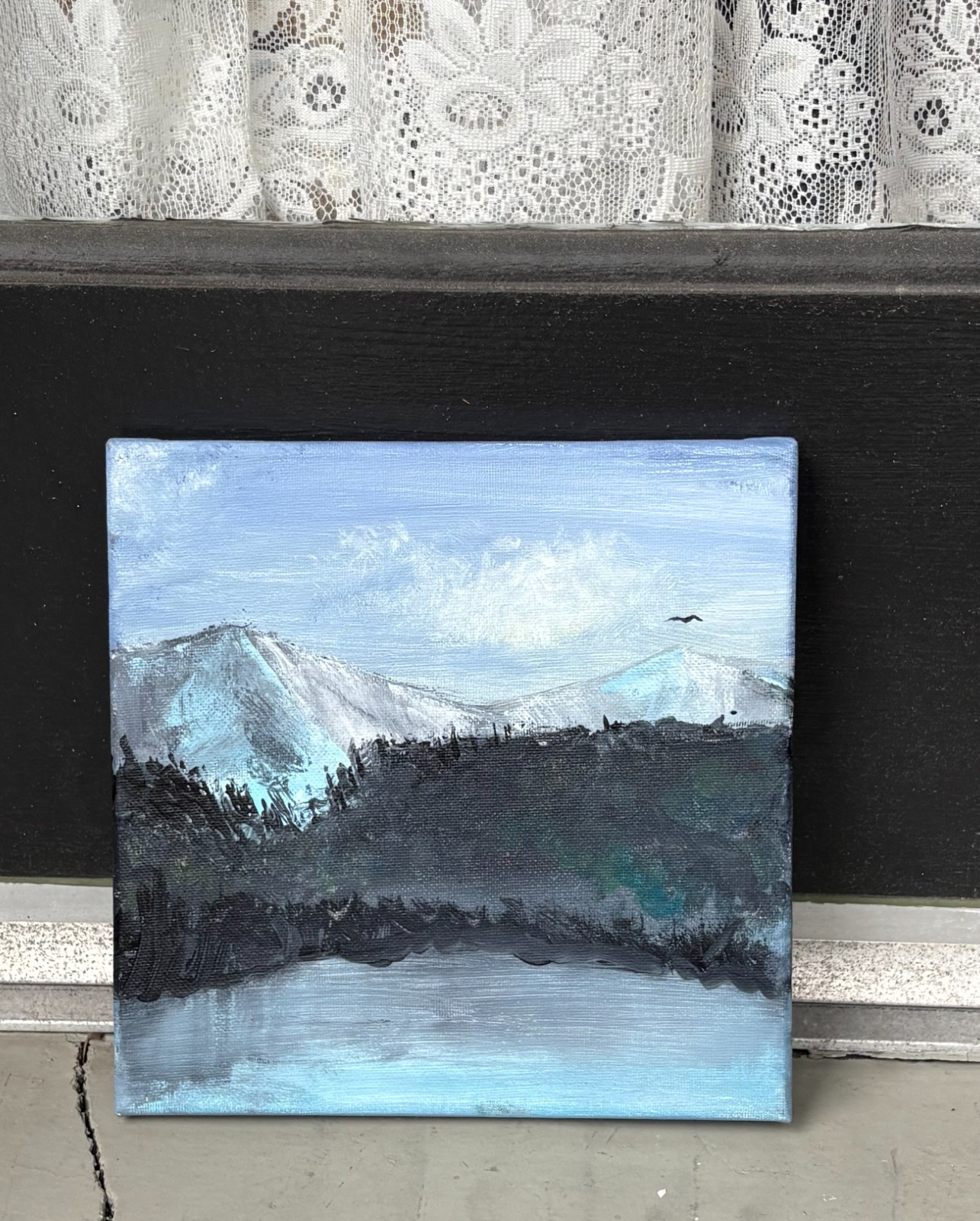 «The Colors of Winter,» original acrylic painting on canvas by local artist