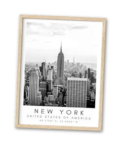 12x16in Framed Wall Art,Black and White 16L» x 12W» Framed City USA New York