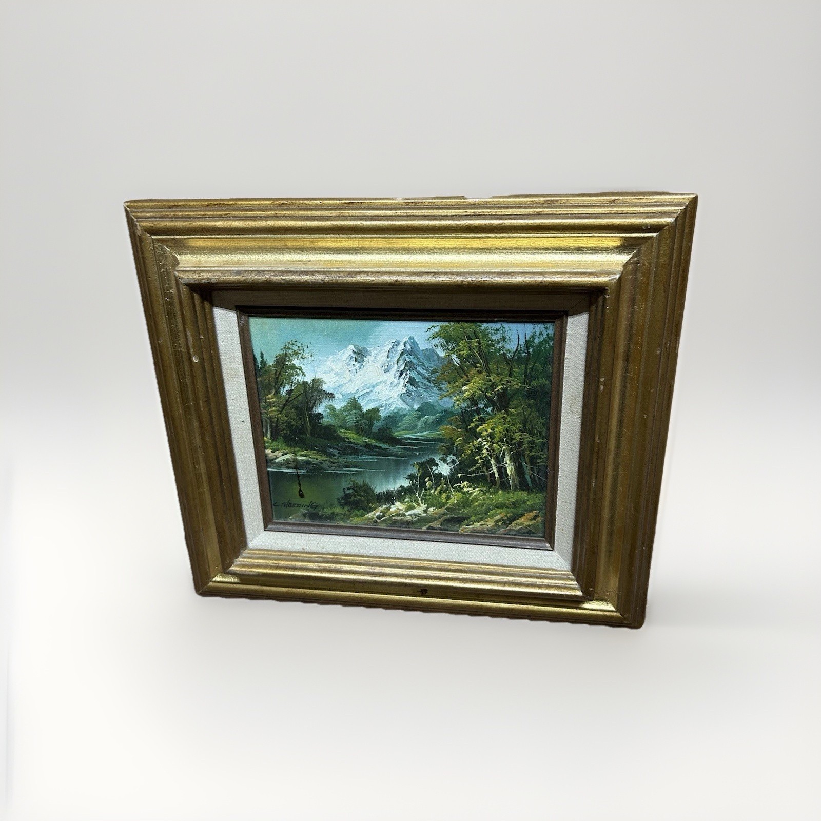 Vintage L Harding Signed Landscape Canvas Oil Painting 10″ X 8″