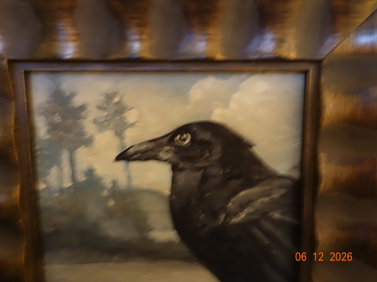 «Crebain» Beautifully Framed, Rare Oil Painting of a Crow, A Spy of Sauraman and