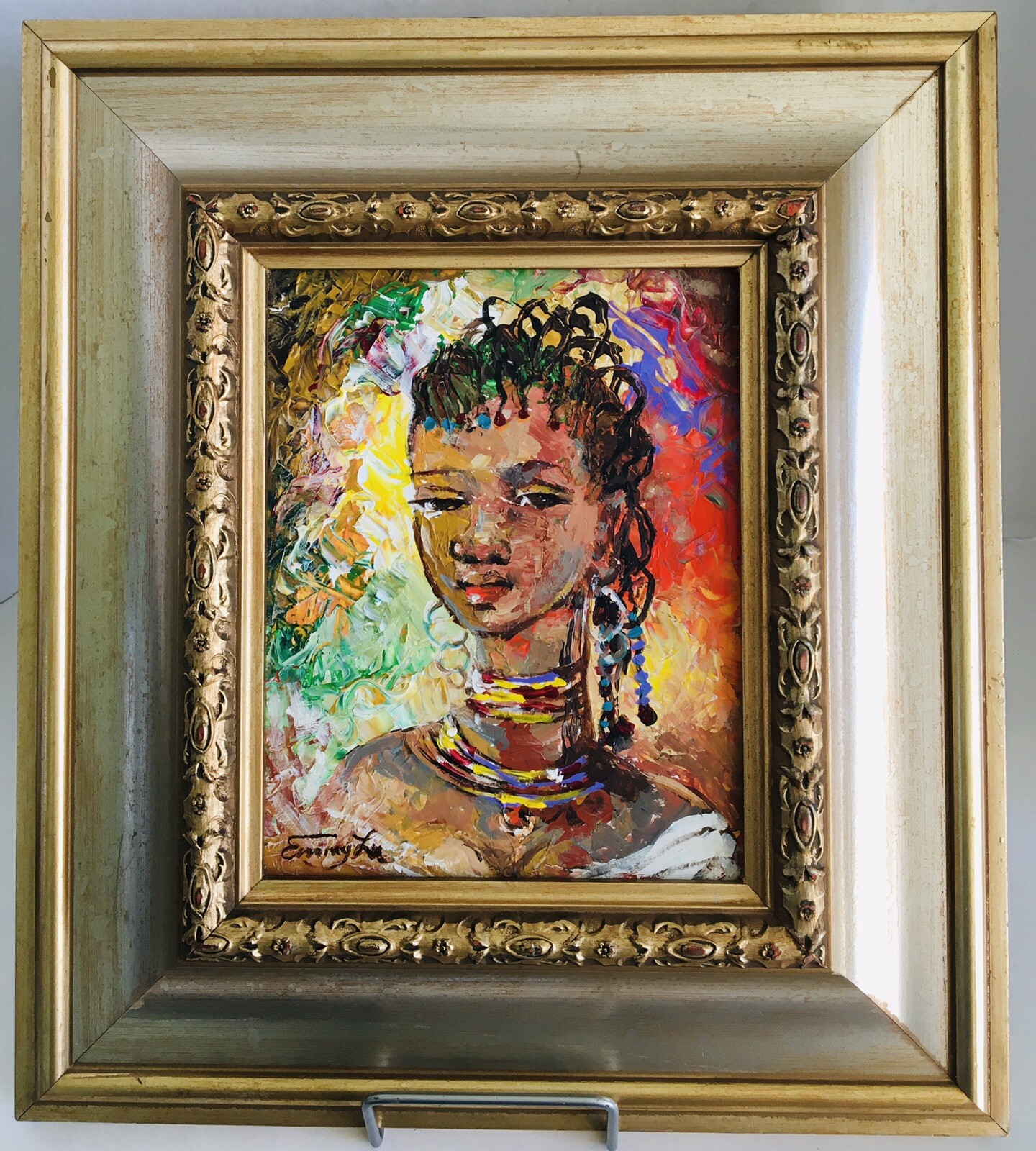 Original Painting Signed and Inscribed by Artist Emmy Lu 18″ x 16″ Framed