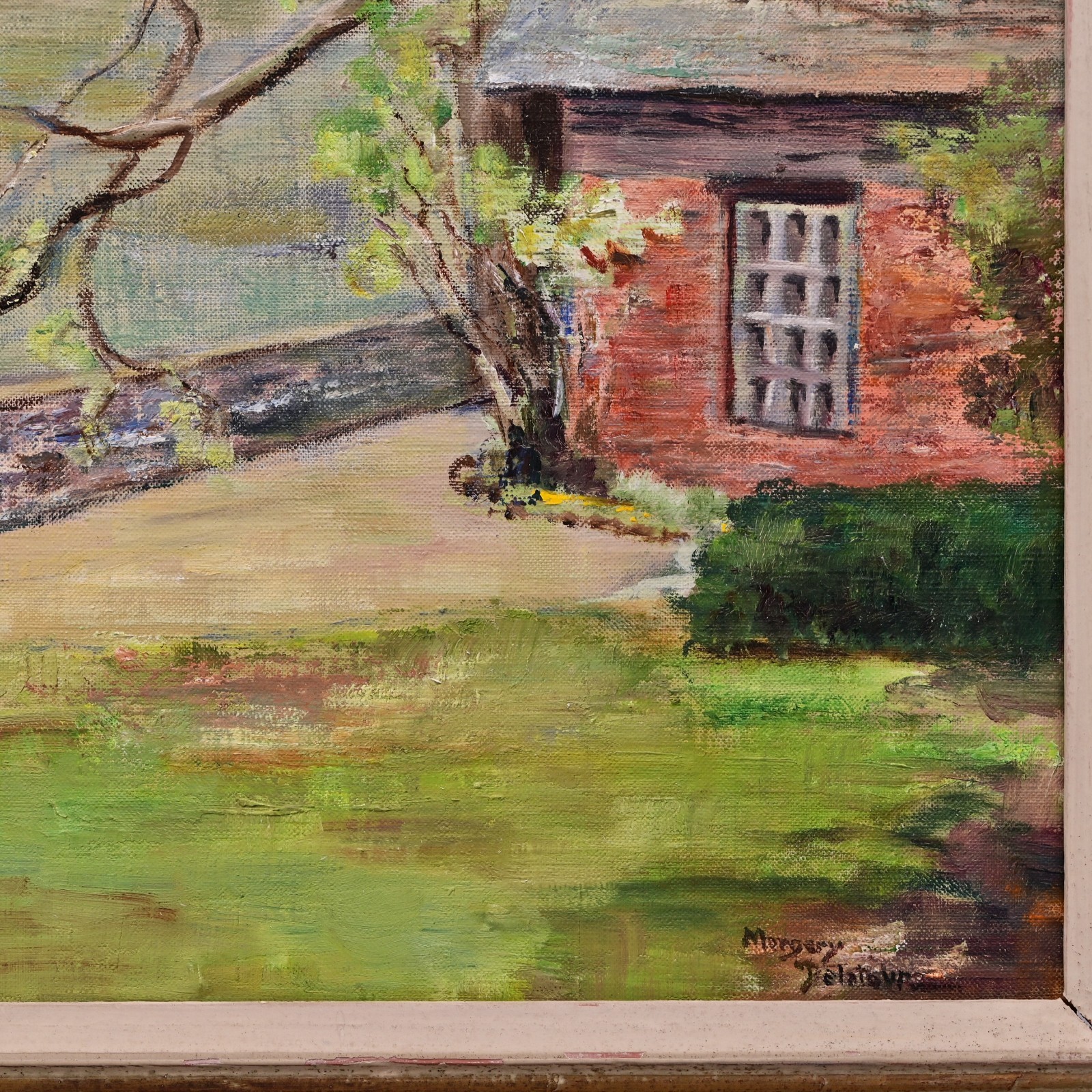 MARGERY DELATOUR Original Vintage Signed WPA Hudson River Landscape Oil Painting