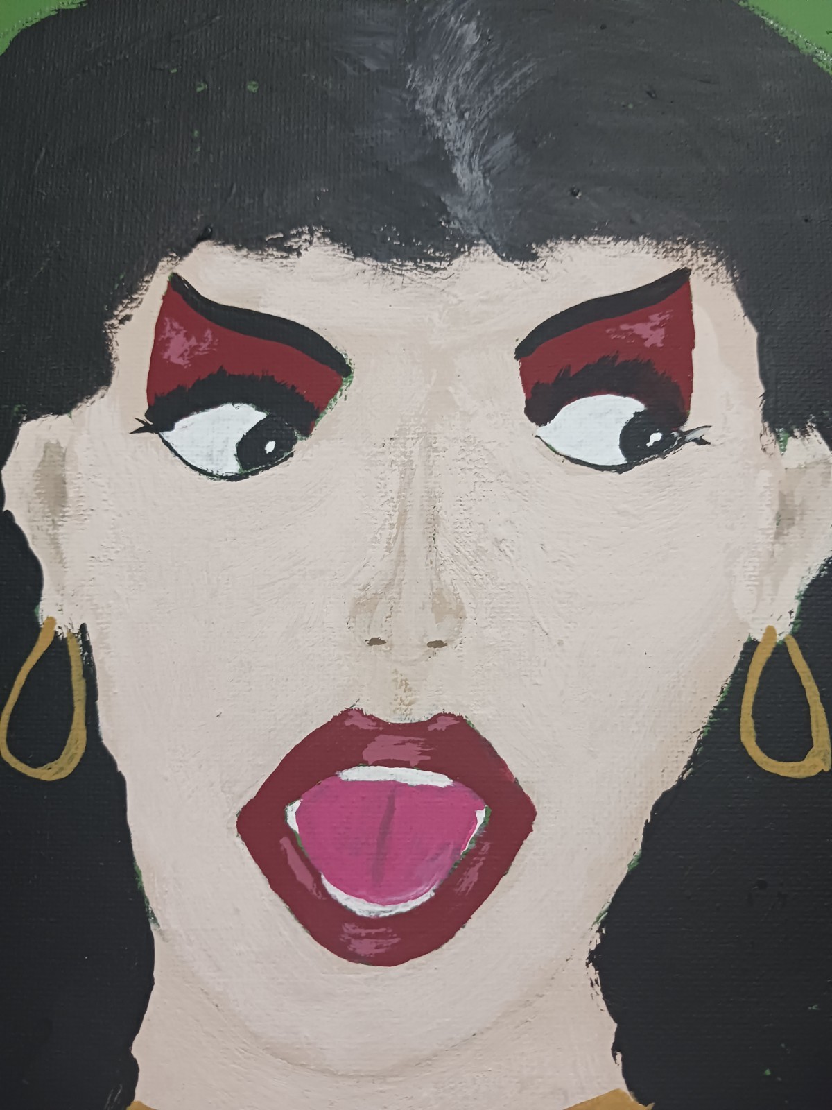 FEMALE PORTRAIT PAINTING 12×16 TITLED (MAD MYRA) A BRIGHT PORTRAIT IN ANGER