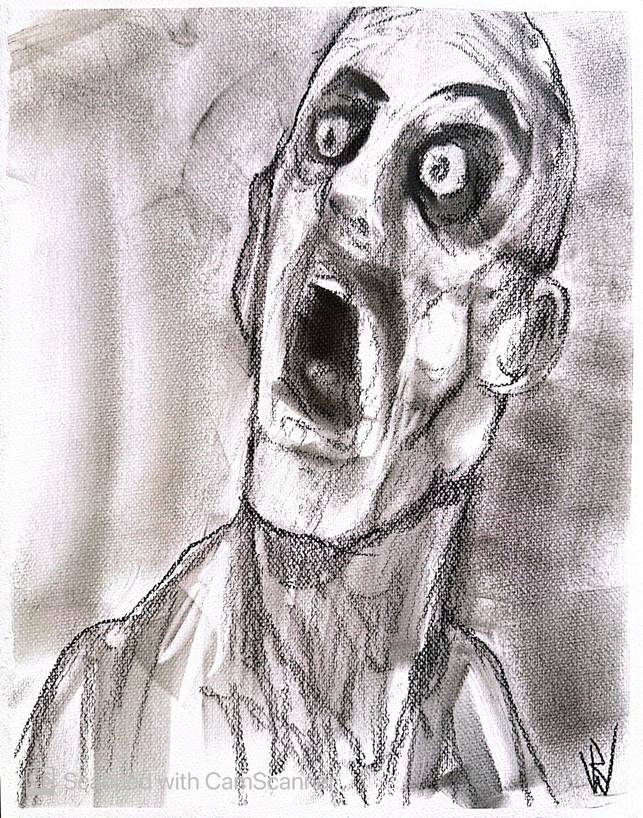 Surreal Mutated Face 11×14 Original Pastel Drawing Dark Horror Artwork