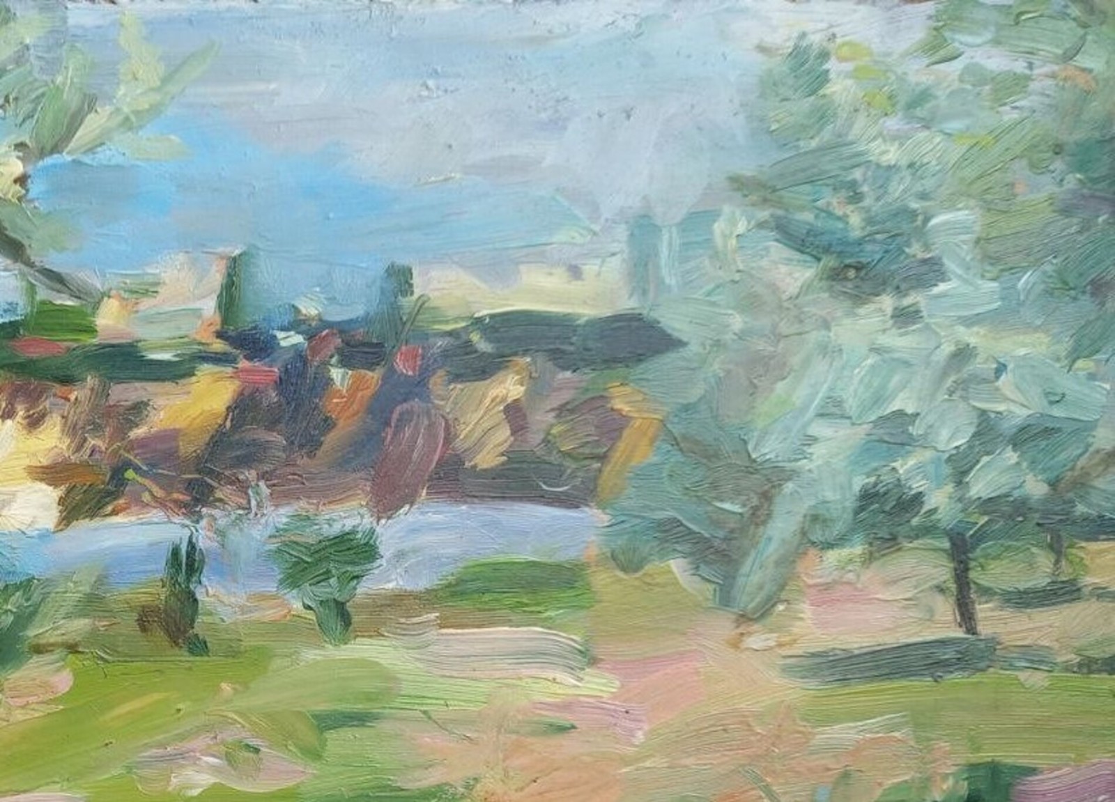 Oil painting Countryside Ukrainian painter Unframed Decor original landscape art