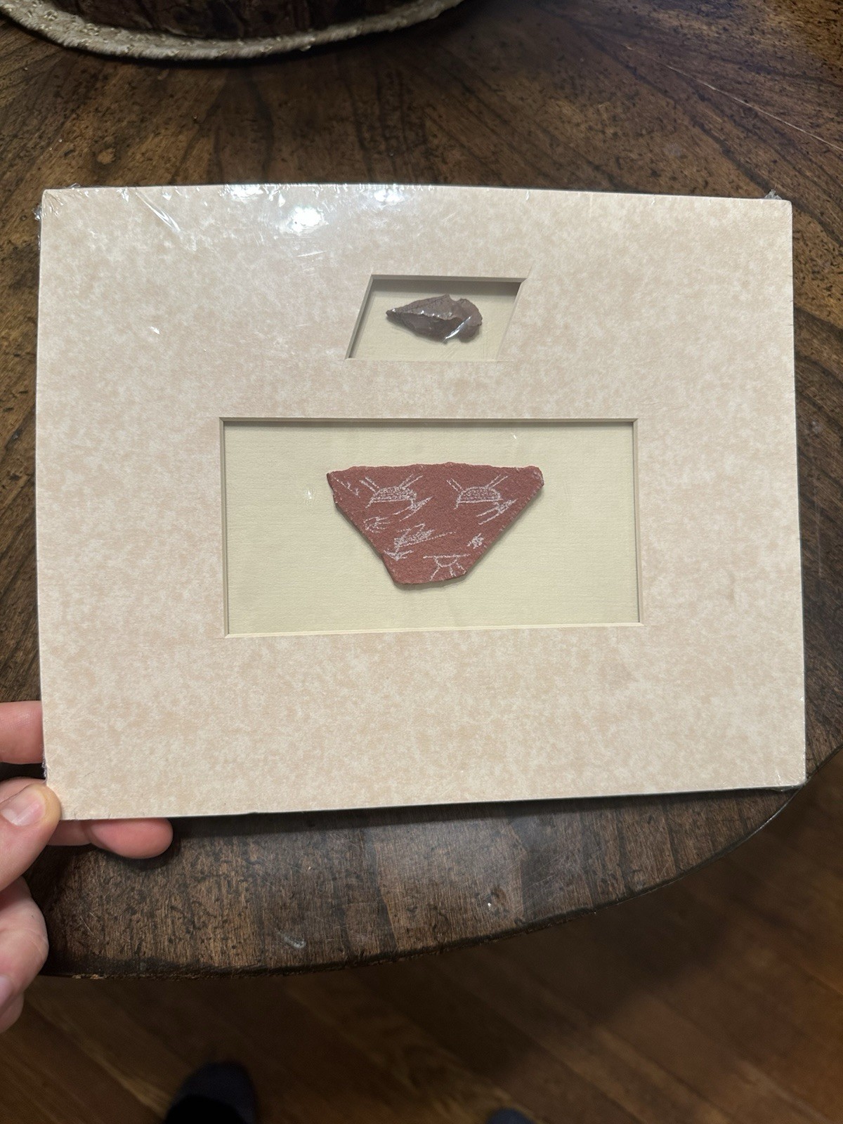 Signed Larry Beck Native American Petroglyph Wall Art Rock and Arrowhead-sealed