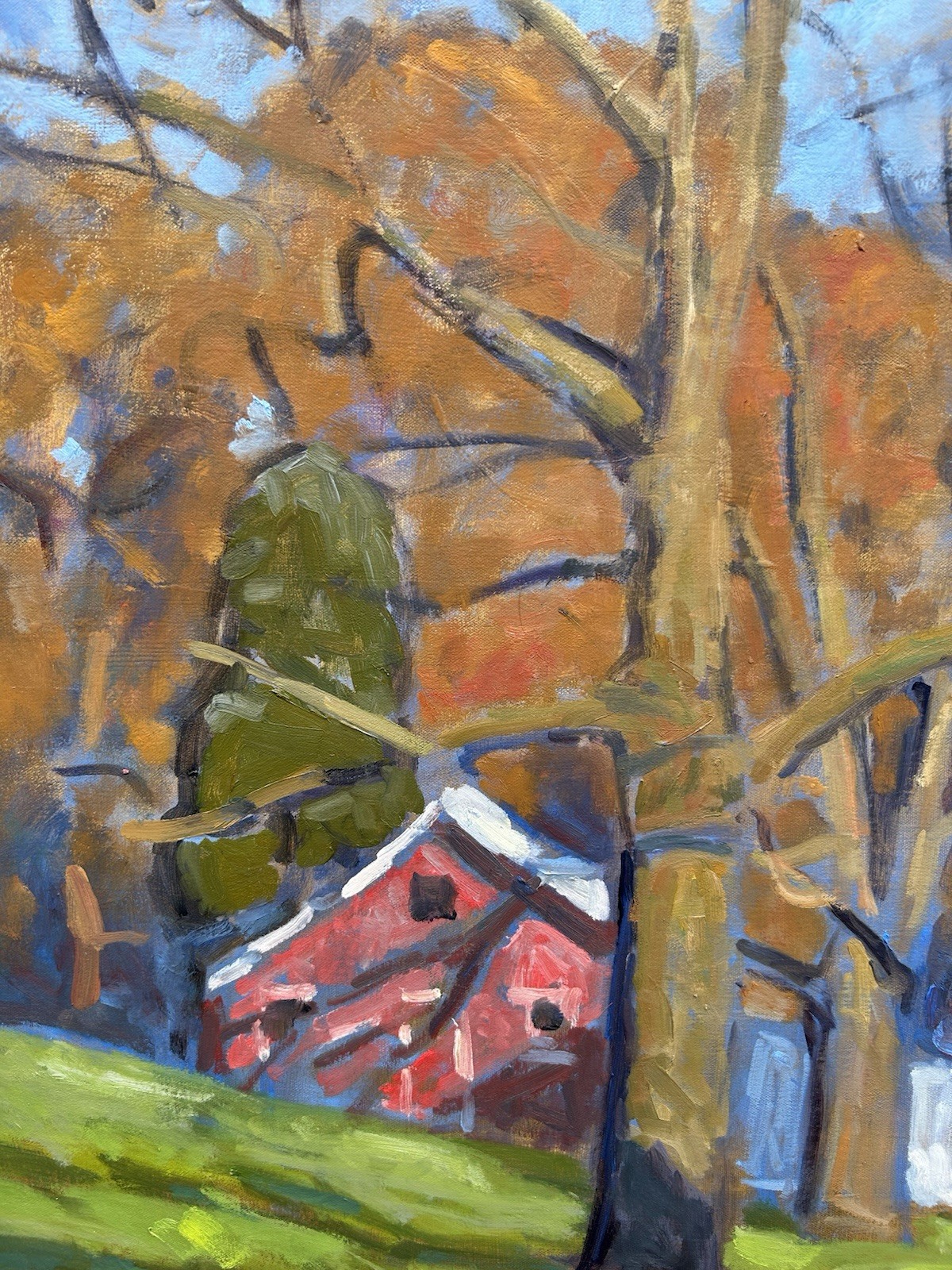 Eugene J. Quinn Jr. Original Art Painting Oil On Canvas Vibrant Fall House Trees