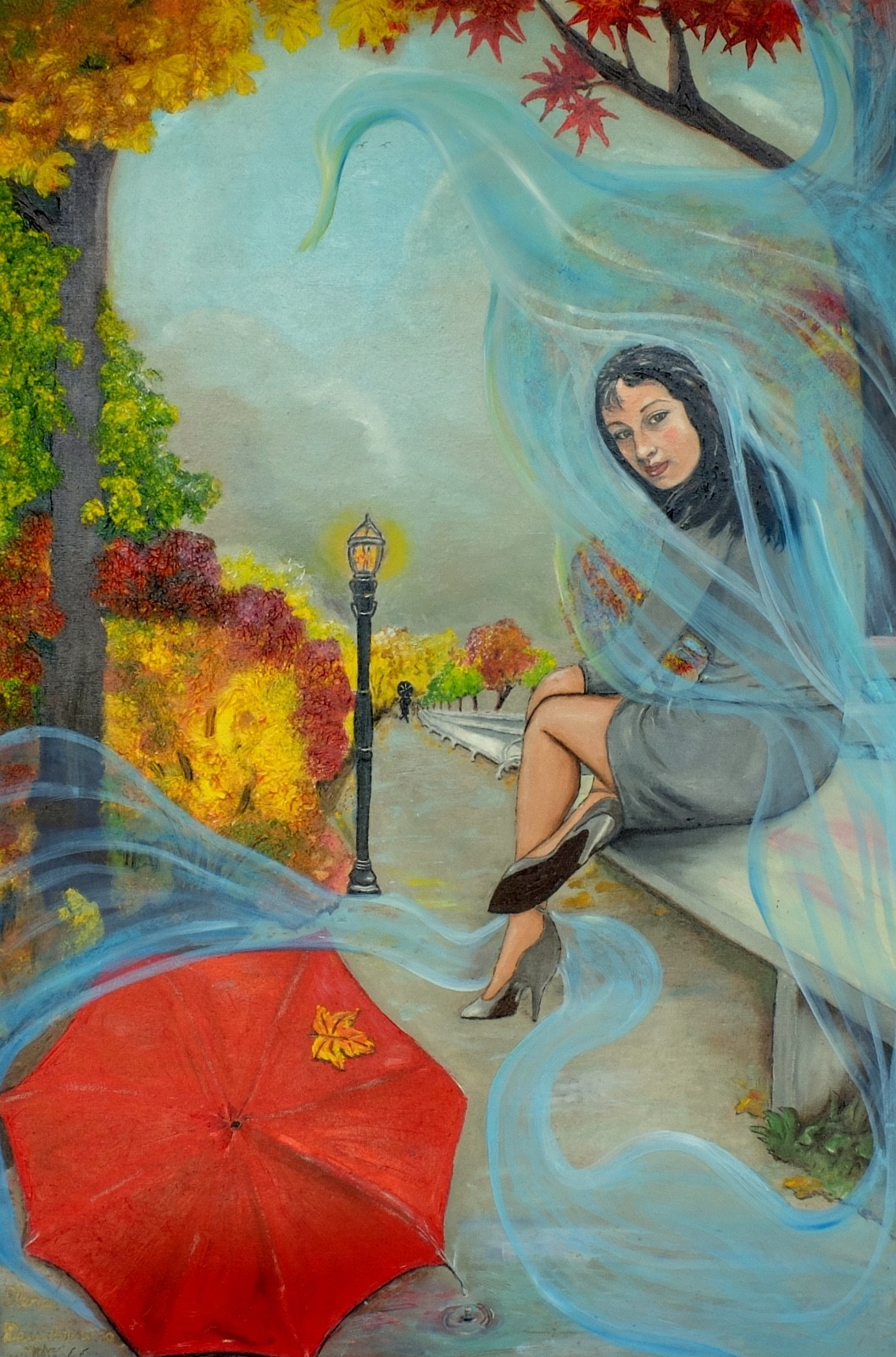 «Umbrella 2″ – Art, Painting, Giclee on Canvas 22″x33» by Yelena Berzon