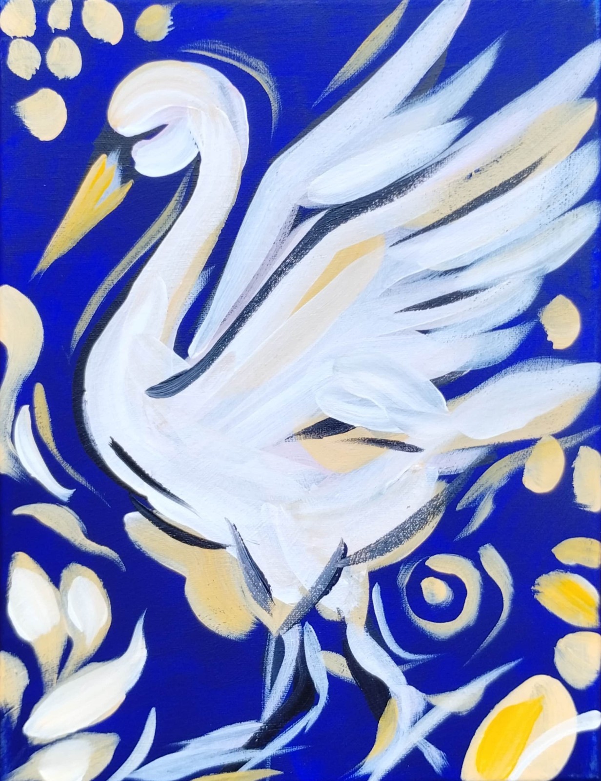 Contemporary Blue Bird 11×14 Acrylic Painting Original Wall Decor Hand Painted