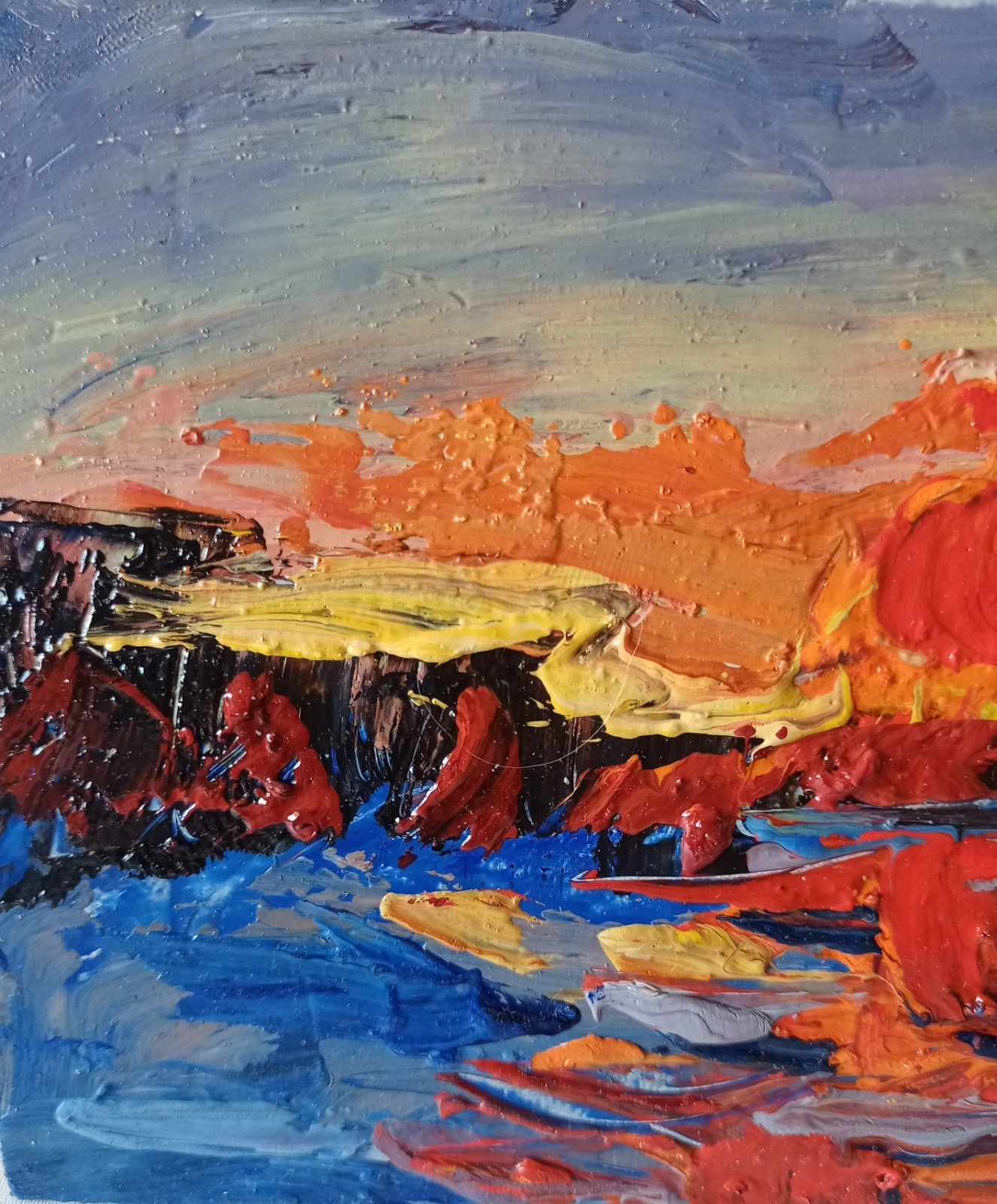 Evening Impasto Painting Original Art Impression Oil Painting 6 x 9 in