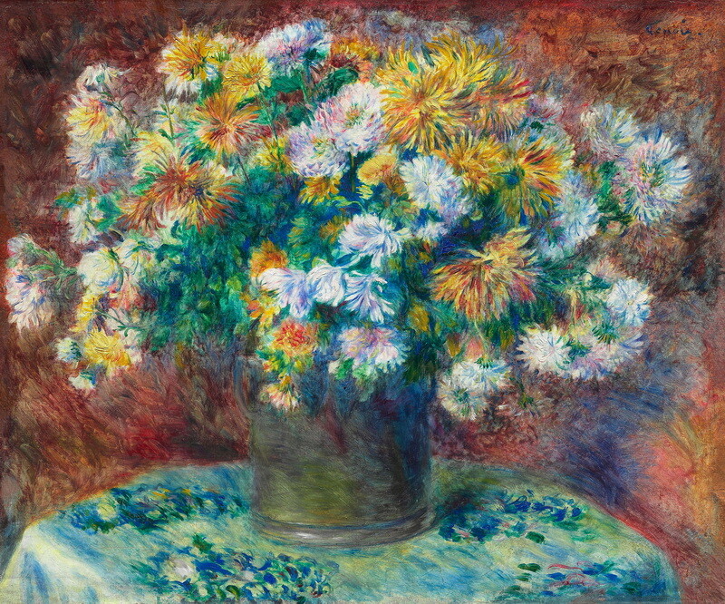 Chrysanthemums By Auguste Renoir Oil painting Art Giclee Printed on Canvas P1906