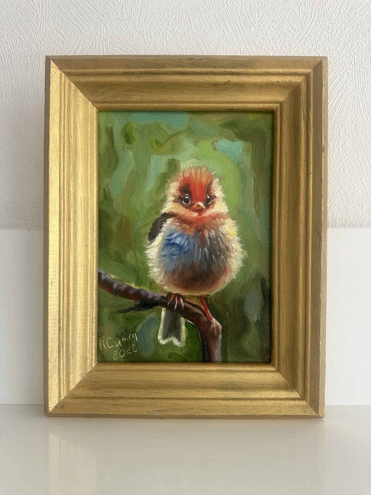 original oil painting Bird 15х21cm Wall Art Semi-Abstract Handmade Gift Animals