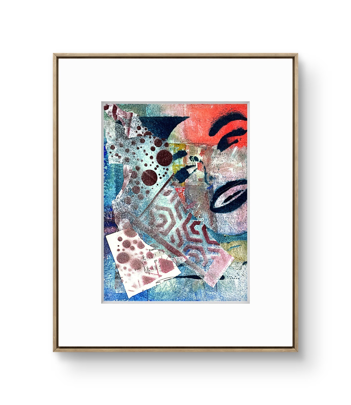 Original Portrait Painting 9×12 Red Teal Expressive Wall Art Figurative Decor
