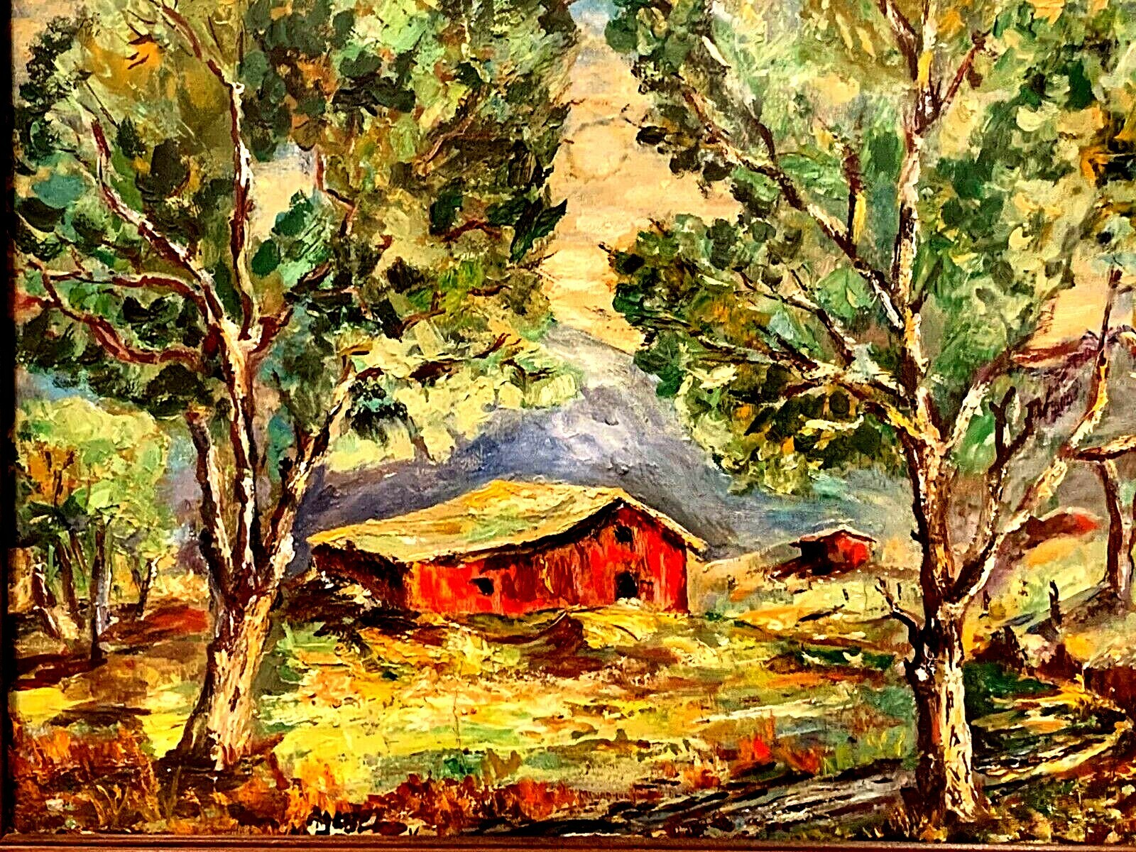 VINTAGE ORIGINAL OIL ON BOARD CALIFORNIAN PAINTING LANDSCAPE SIGNED FRAMED