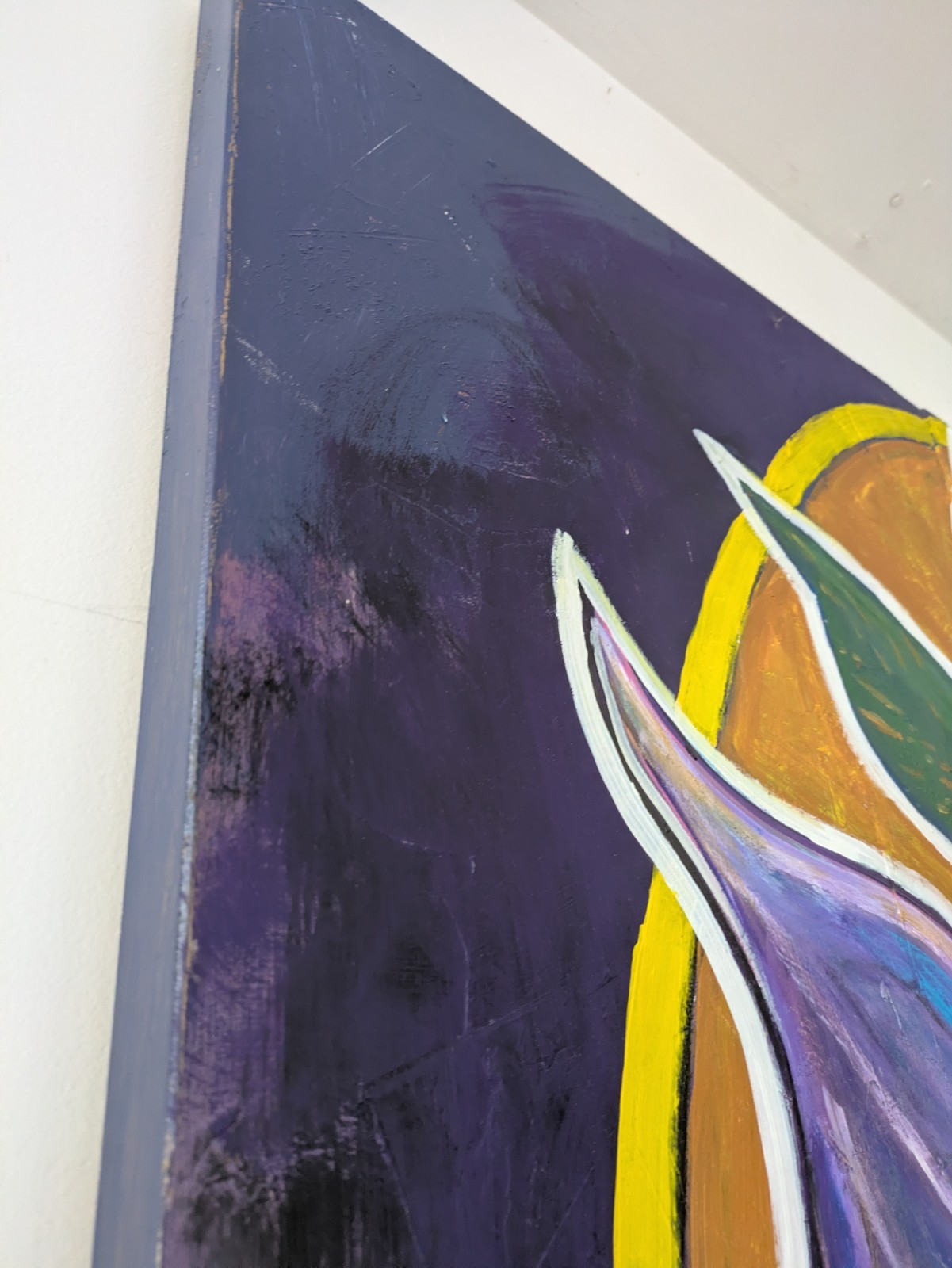 THE VIOLET FLAME — Monumental 80” Triptych | Acrylic & Gold Leaf -K. Bickman Art