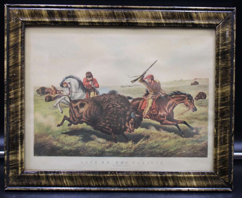 Currier And Ives Life On The Prairie The Buffalo Hunt Framed Artwork D13258