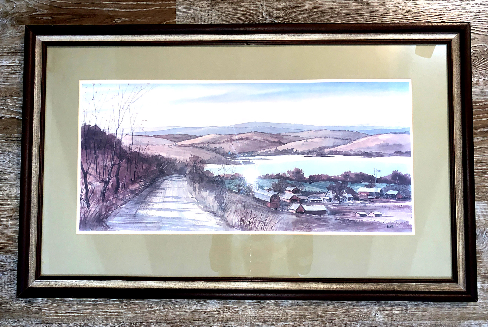 20” X 33” Jim Hagan (1928-2006) Watercolor Winter Wheat Kansas Power Light Art