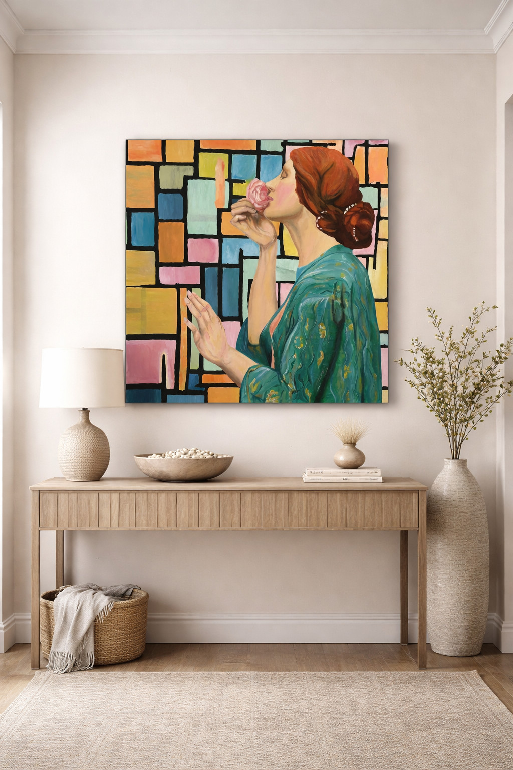 Large Acrylic Canvas Multicolor Portrait Painting Mashup Art Original 36x36in
