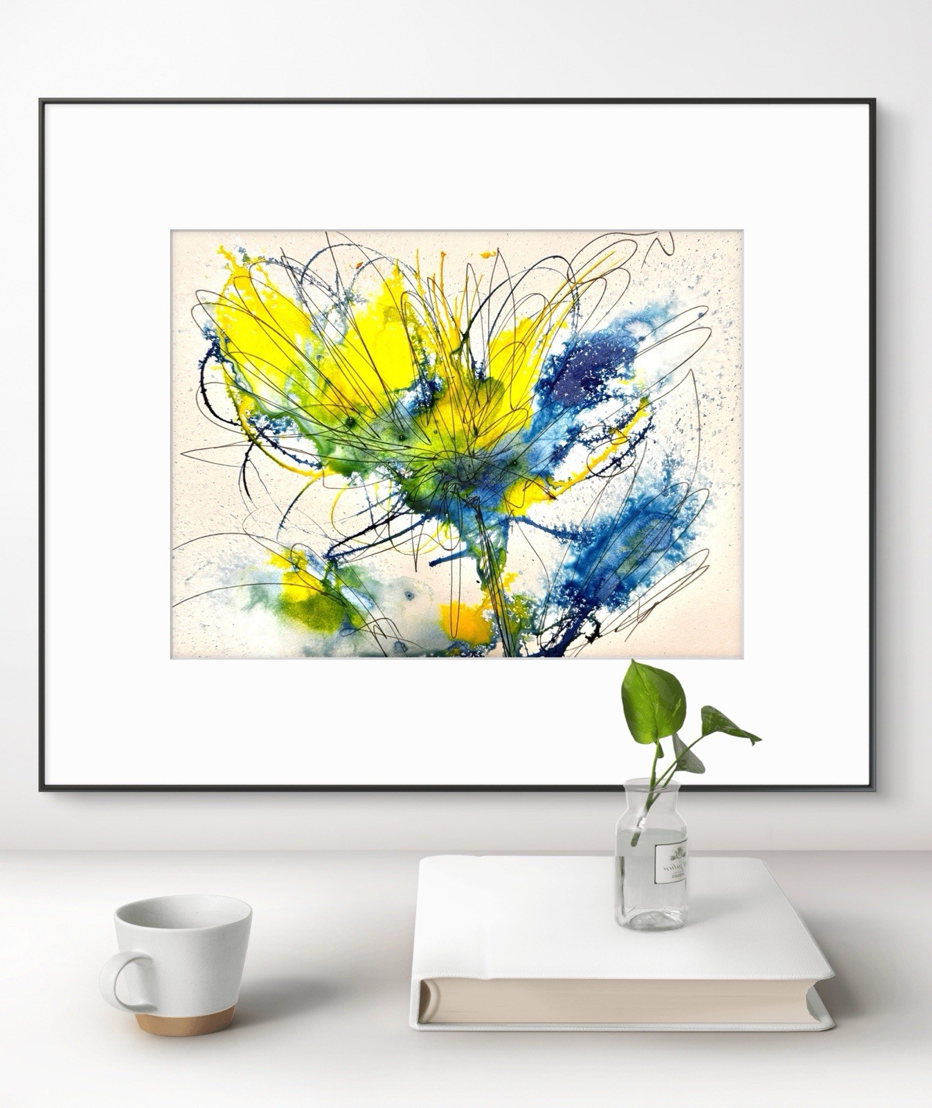 Original Abstract Expressionism 9X12 Flower Paper Modern Handmade Signed 15