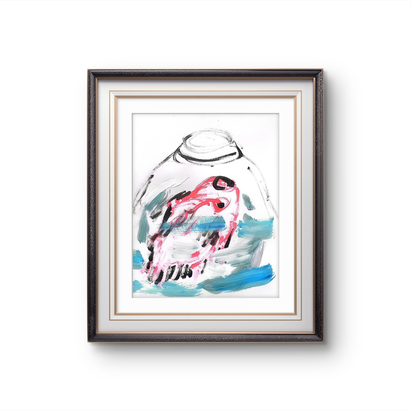 Fish #1 Abstract Expressionist Original Painting Gallery Paper