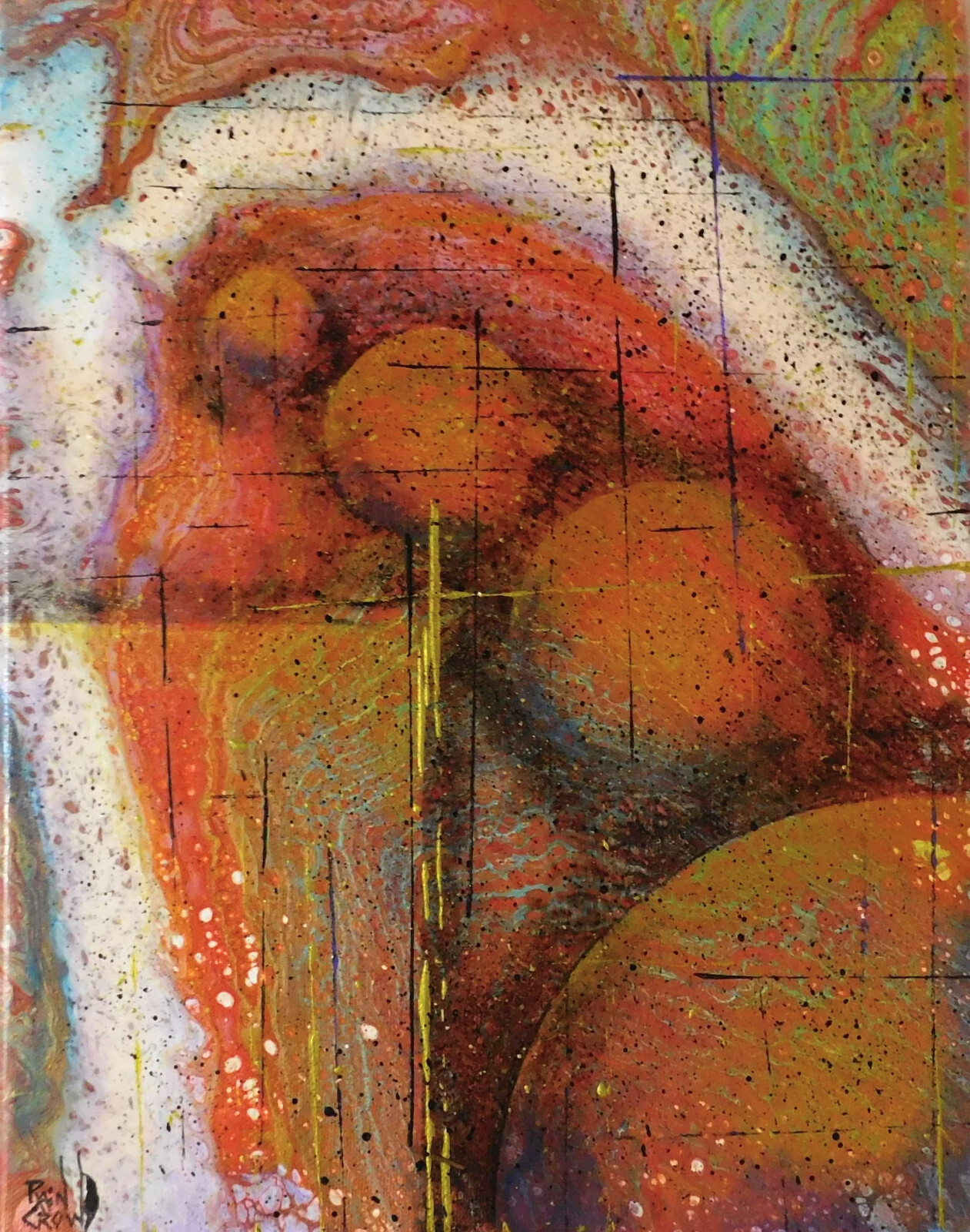 Abstract Painting Planets Outer Space Galaxy Original Art by Rain Crow