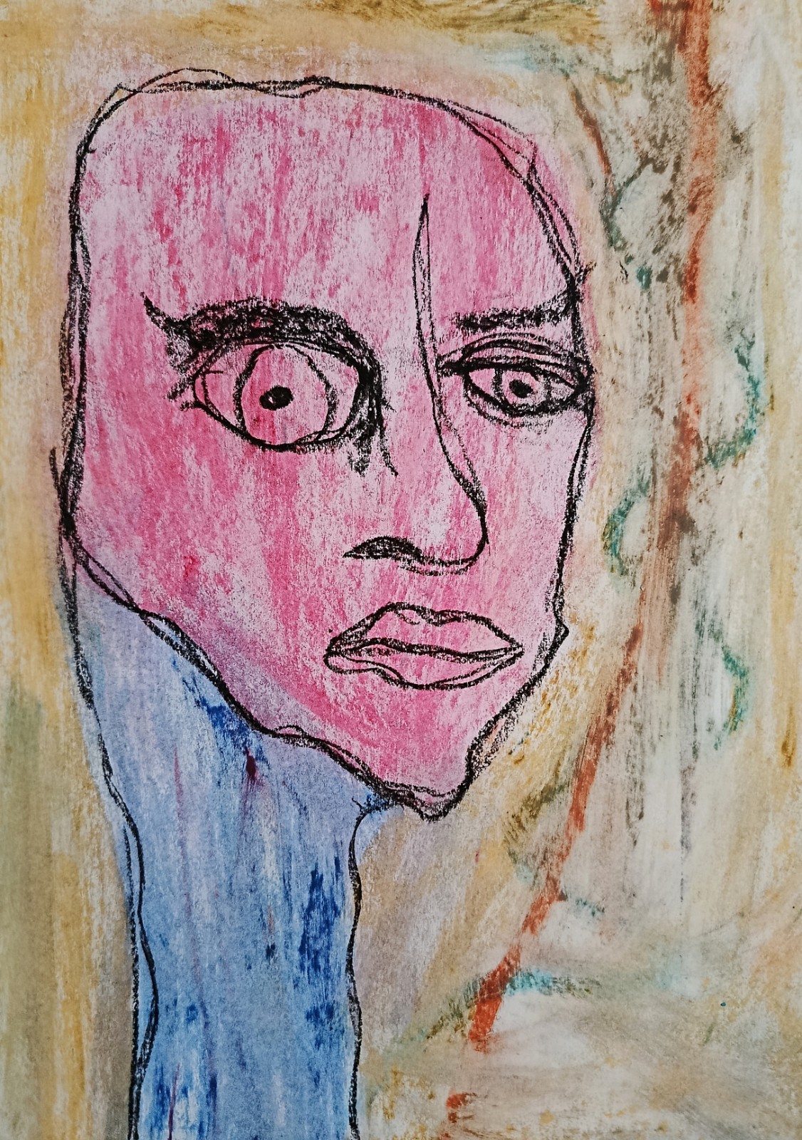 Portrait – Abstract Modern Art – Oil Chalk A4 Paper – Modern Art