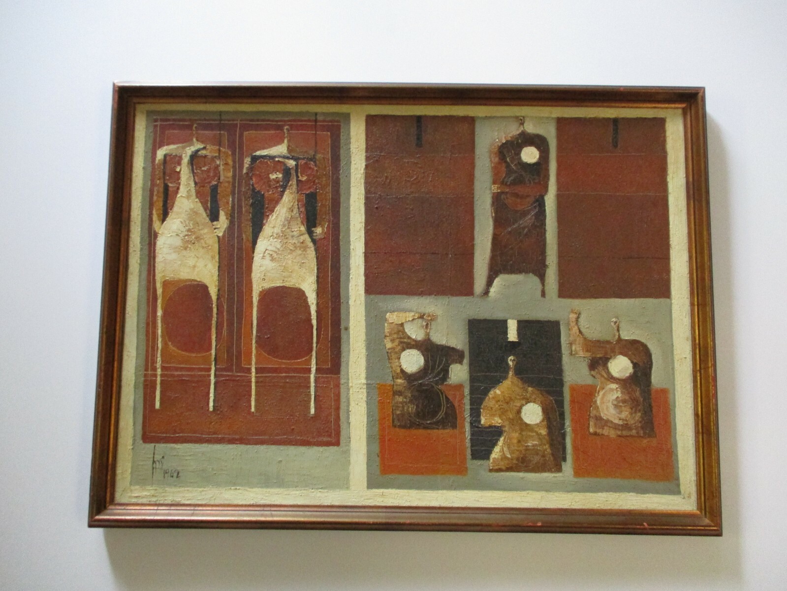 MID CENTURY PAINTING MASTERFUL CUBIST CUBISM FIGURES SURREALIST Sergio Sarri