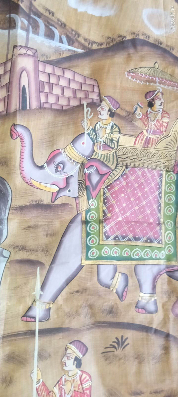 FABULOUS India Indian Folk Art PICHWAI PAINTING on Fabric Textile Silk? ESTATE