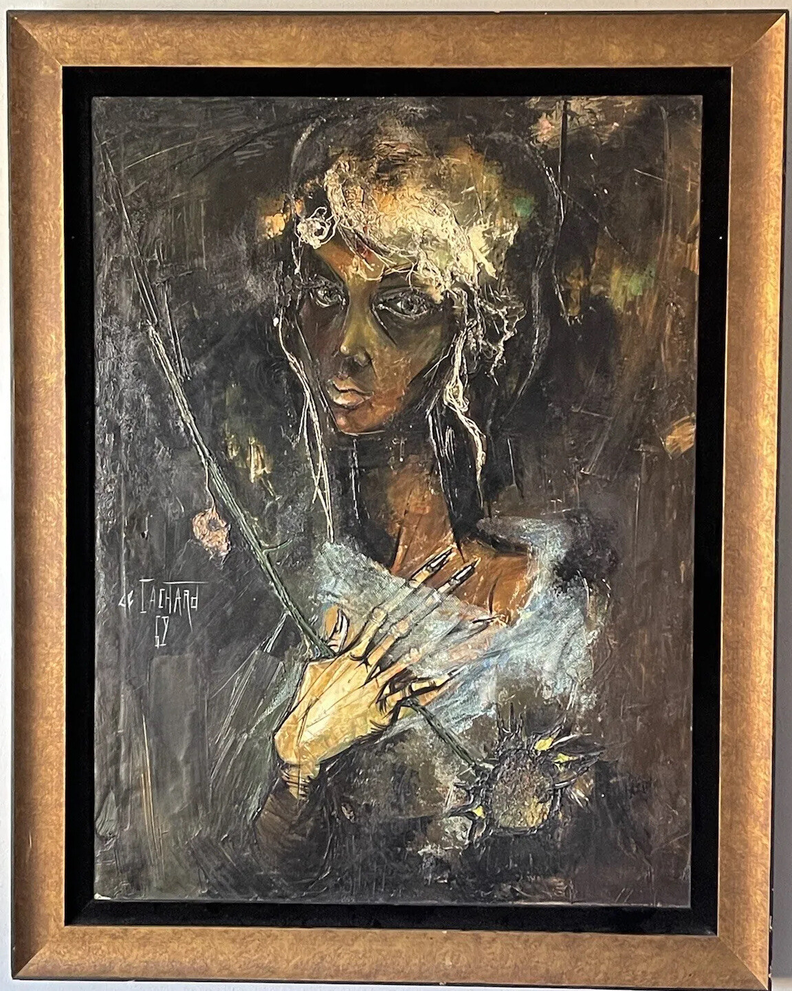 REGAS DE BOUVIER DE CACHARD ANTIQUE FRENCH MODERN ABSTRACT WOMAN OIL PAINTING 67