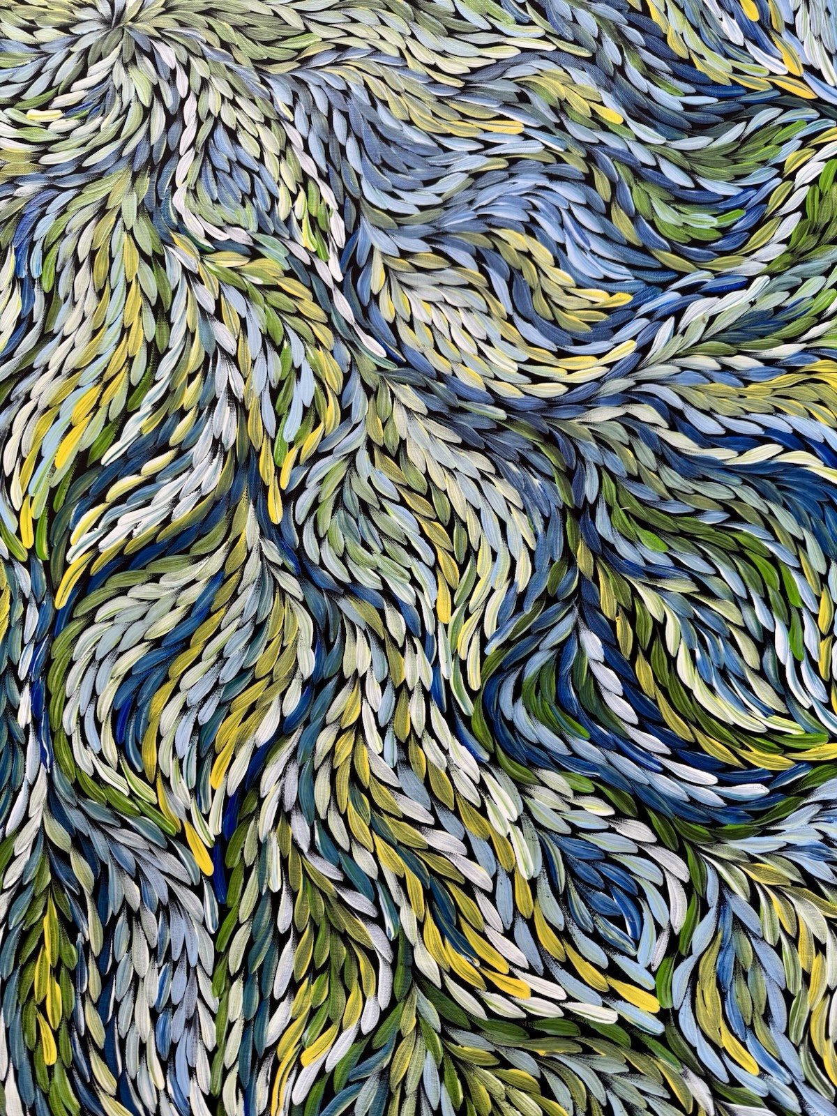 Rosemary Petyarre .Authentic Aboriginal Art. Bush yam flower, Size; 150 x 100cm