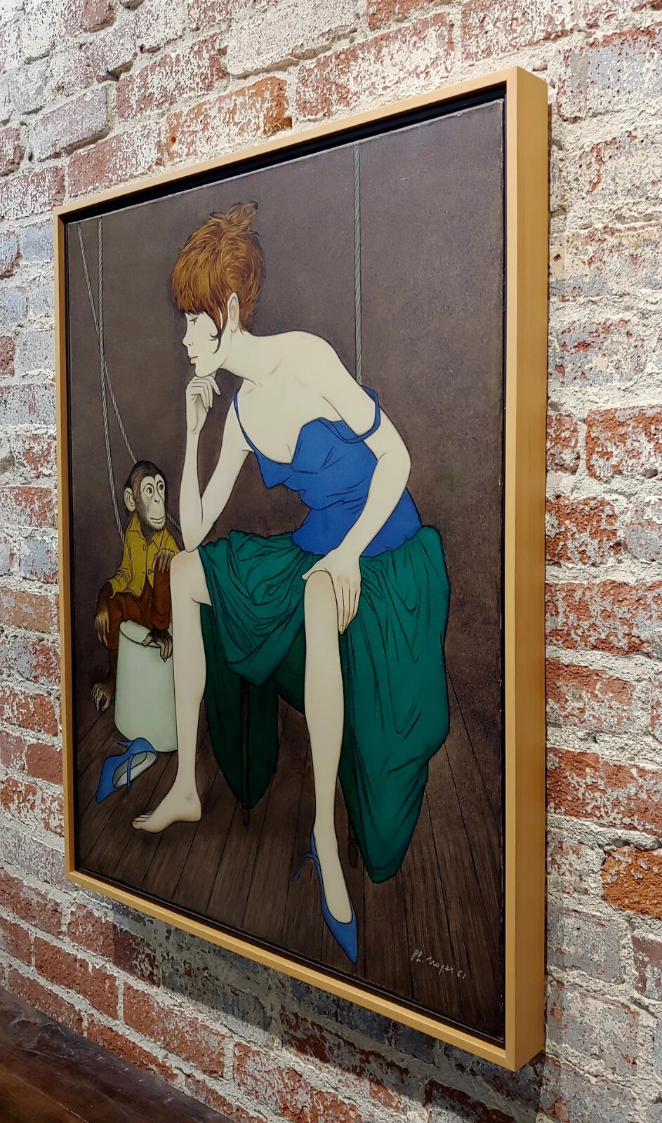 Philippe Noyer – Sexy Girl & a Monkey – Oil Painting