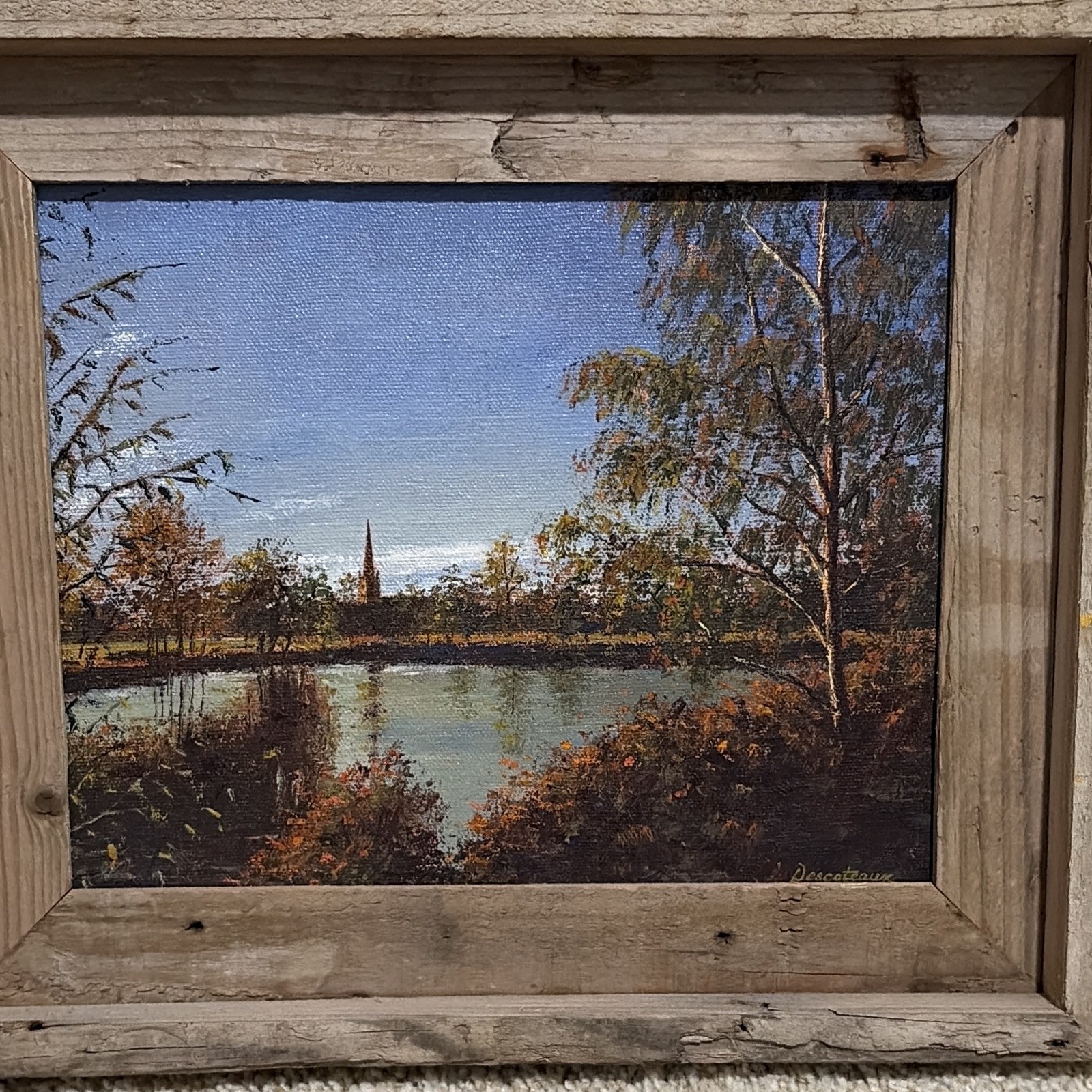 1972 Original Set Framed Signed Oil on Canvas Paintings by Artist Descoteaux
