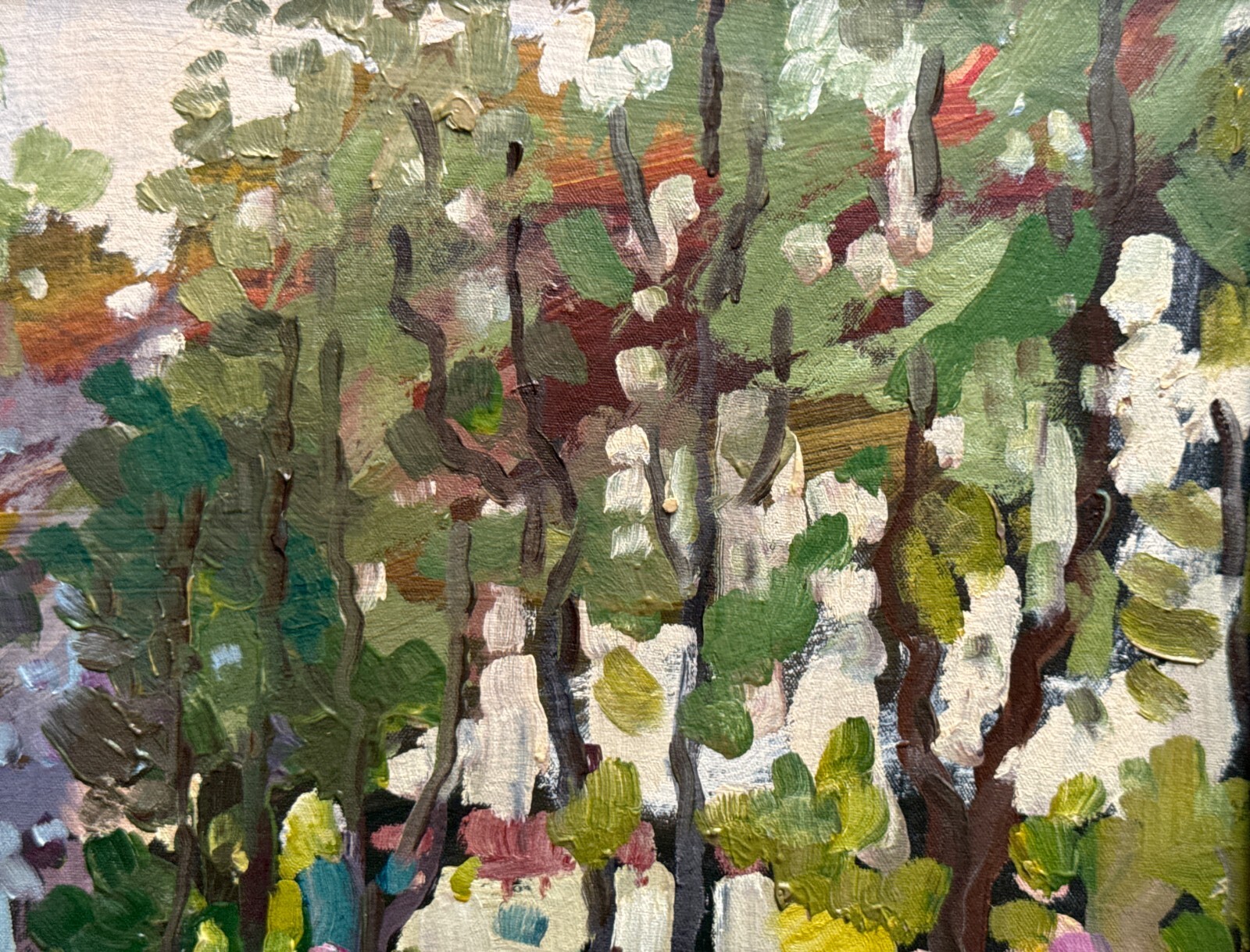 Oil painting Lviv Botanical Garden Ukrainian painter Canvas Framed original art