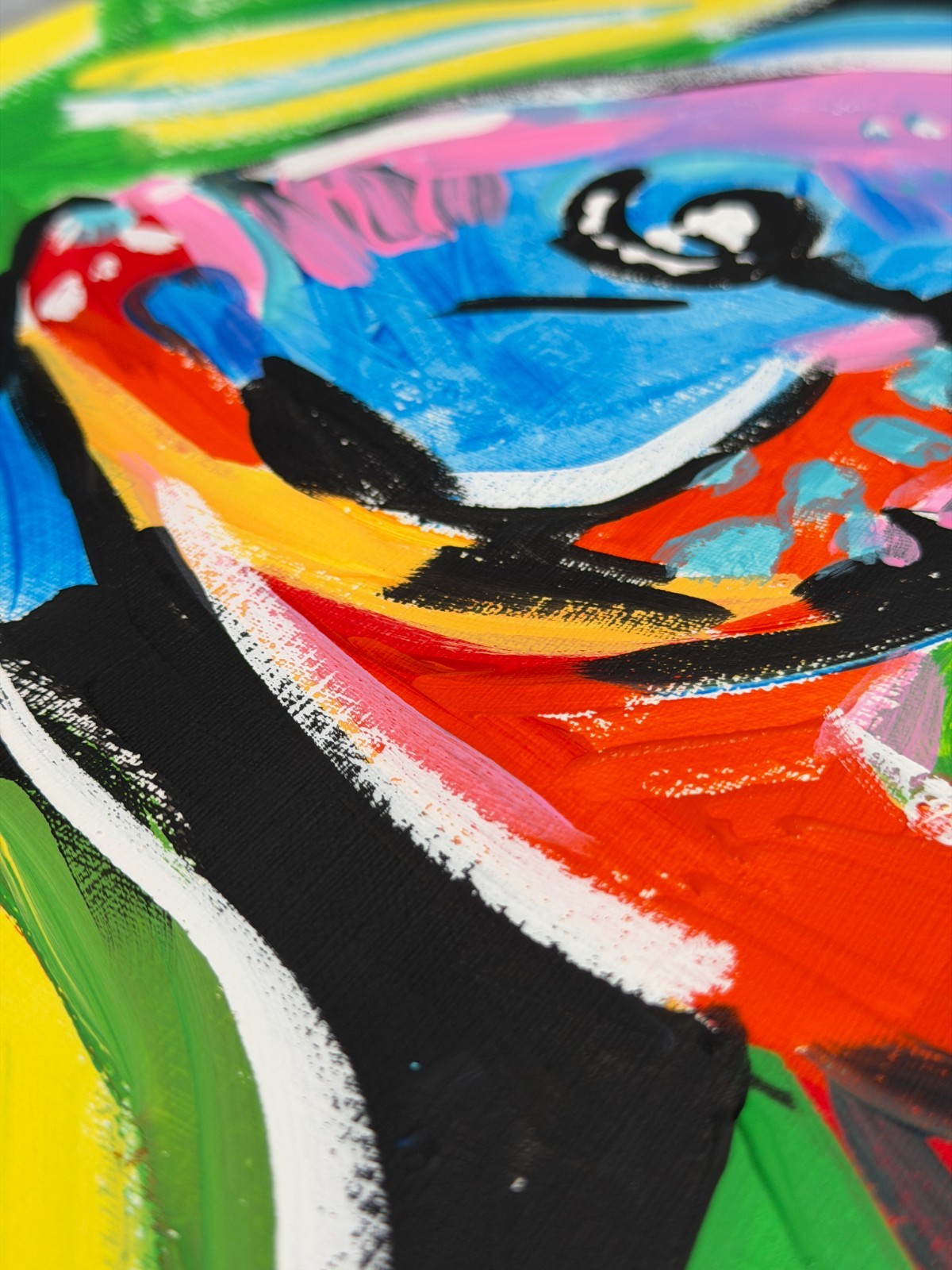Vibrant Rainbow Parrotfish Tropical Pop Art Acrylic Painting – 11×14″ Paper