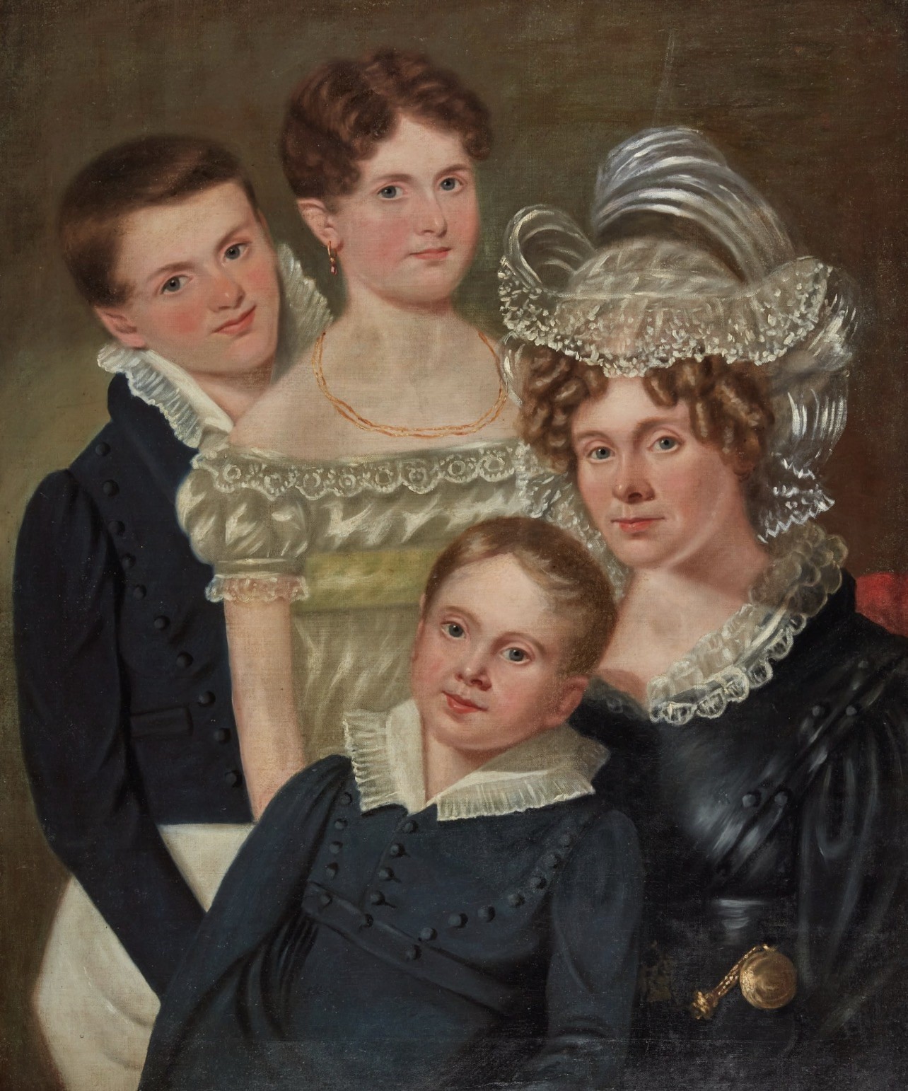 Early 19thC English Regency Antique Portrait Oil Painting Of A Family -JW Gordon