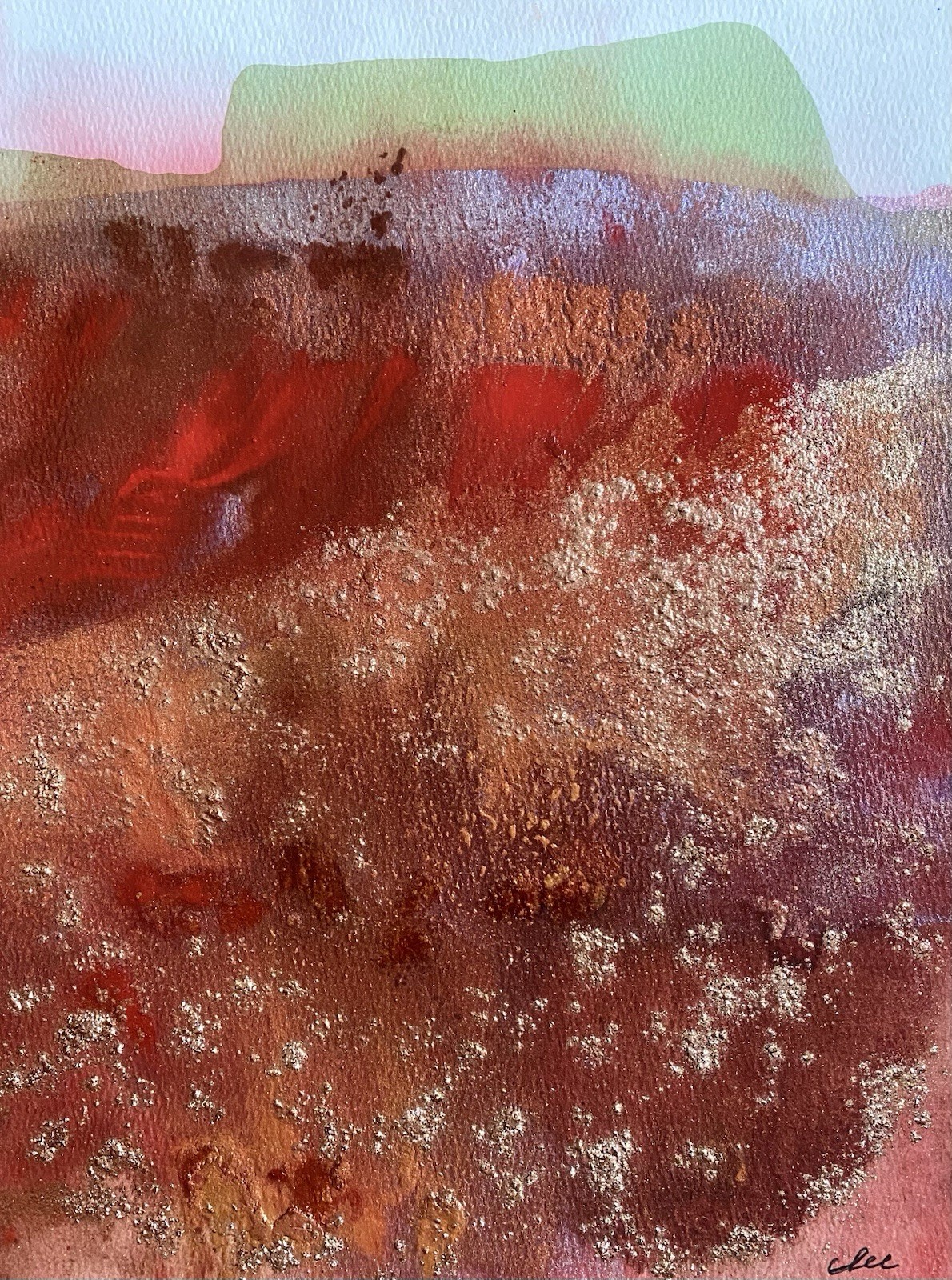 Abstract Mixed Media Ink Watercolor Painting on 9 X 12” Paper Contemporary