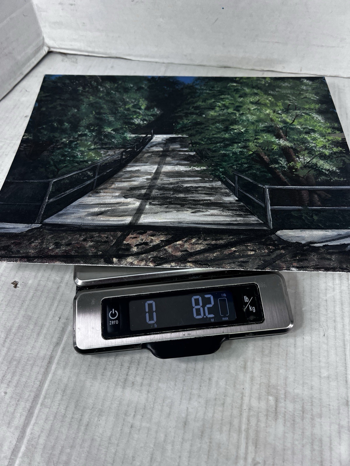 acrylic painting on canvas Linda Anderson Bridge In Forest Contemporary-Realist
