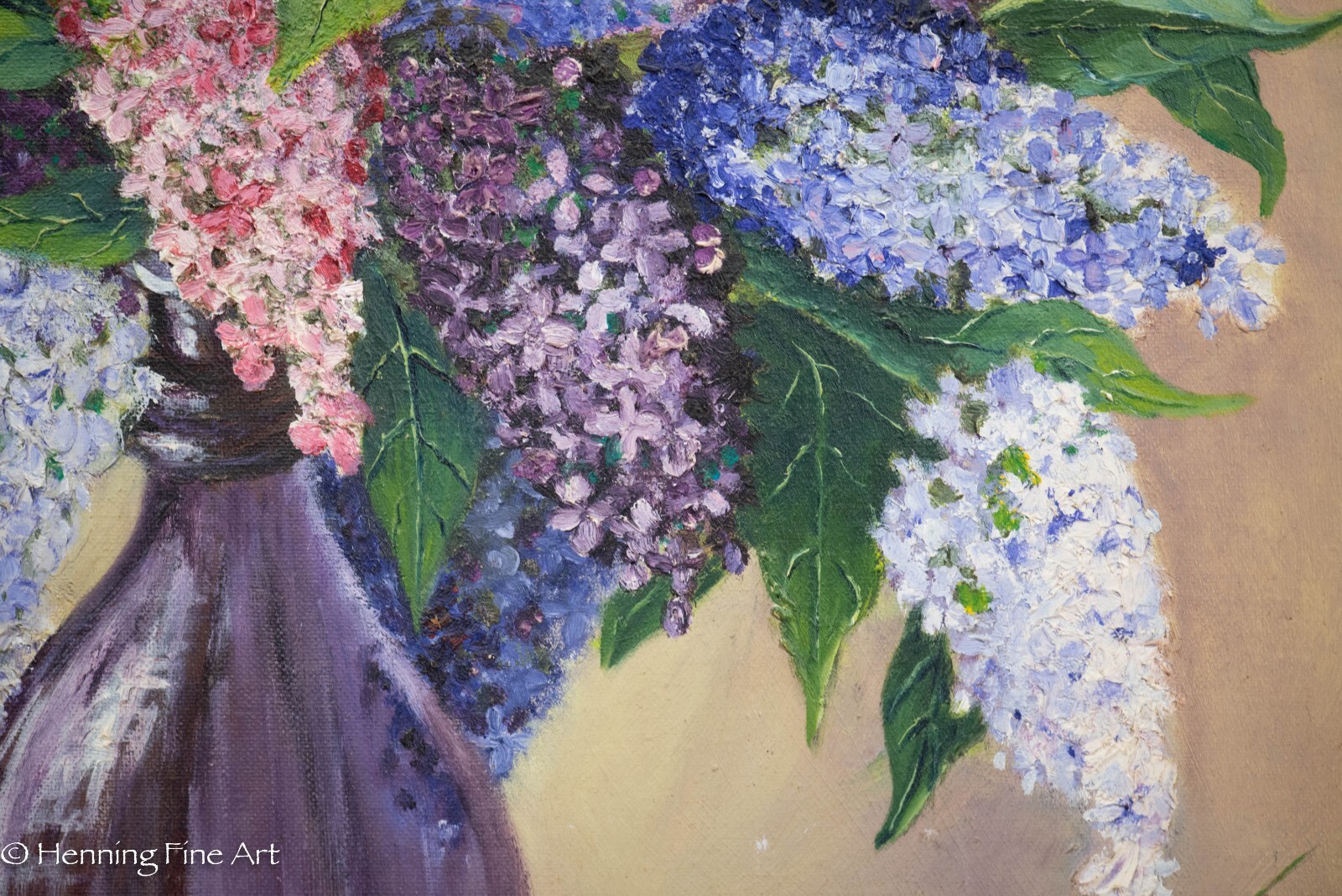 Beautiful Mid Century Oil Painting of Lilac Floral Still Life Signed & Fine!