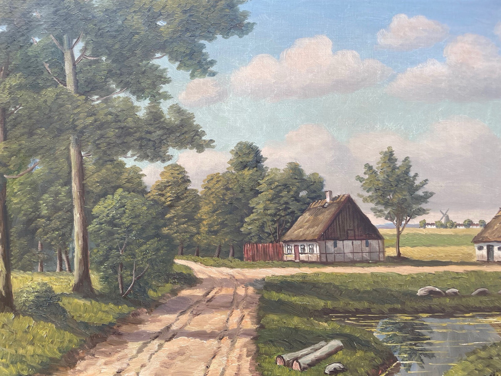 Impressionist Niels A. Henningsen 1903-1977 Summer Landscape With Farmhouses