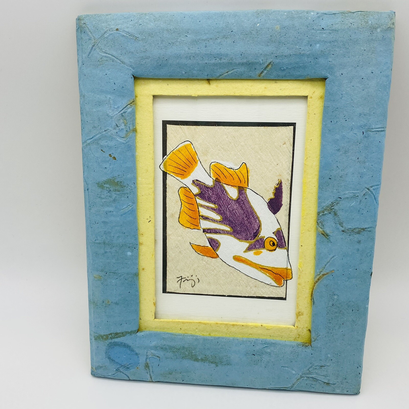 Drawn & Hand painted fish Picture Signed