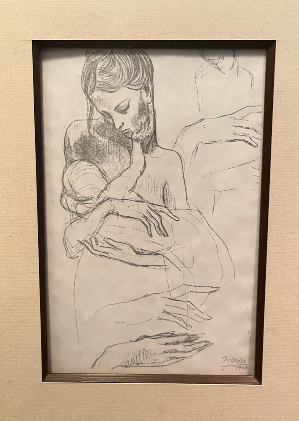 Mother Child Studies Right Hand Framed Pencil Sketch Pablo Picasso Art Portrait