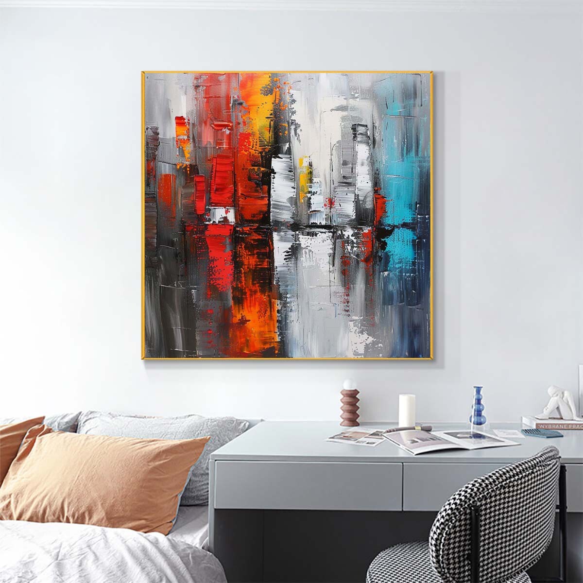Handpainted Oil Paintings On Canvas Wall Art Home Decor Abstract City Green