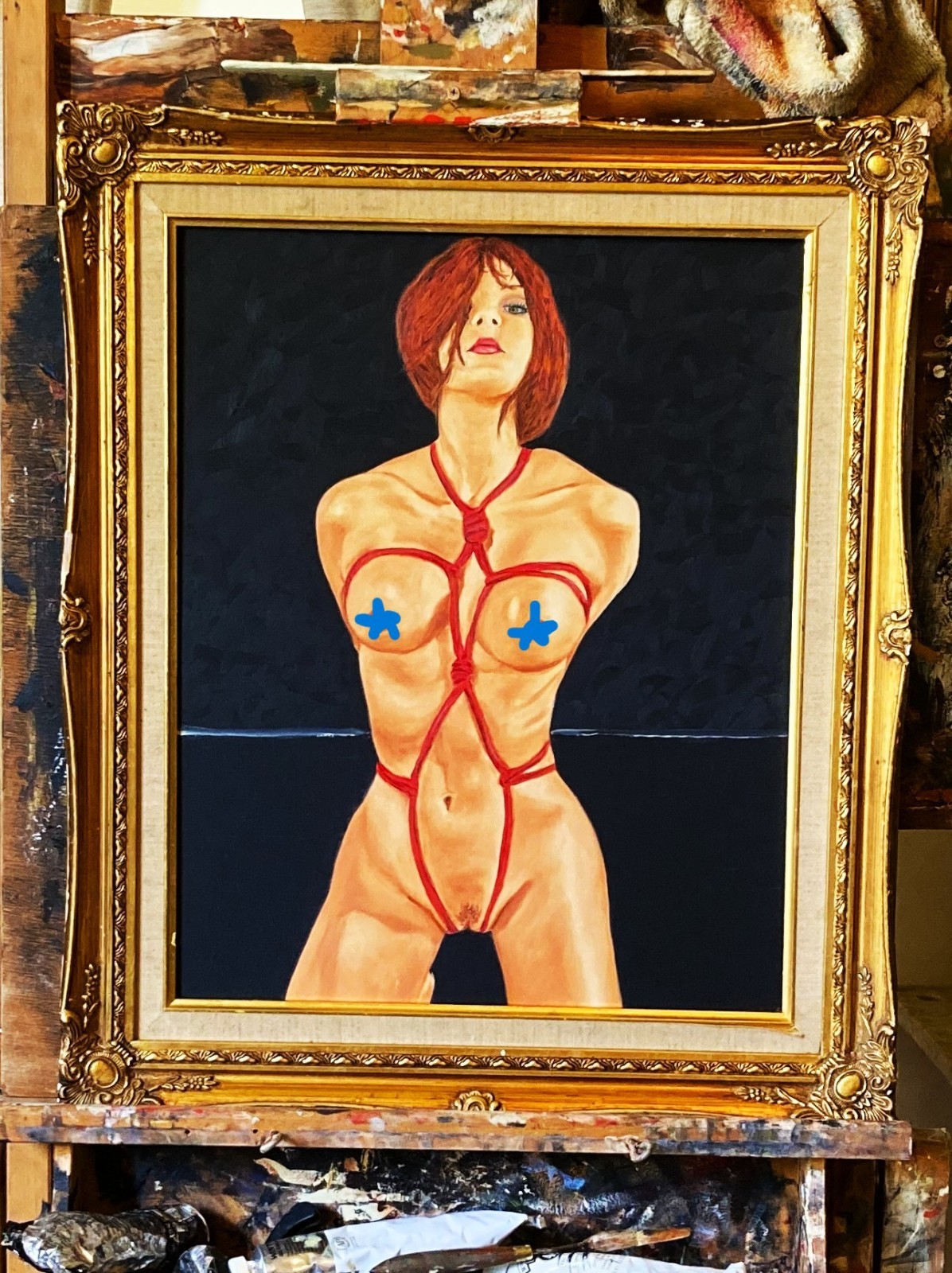 «She can’t come to the phone VANWINKLE ORIGINAL NUDE woman oil painting signed