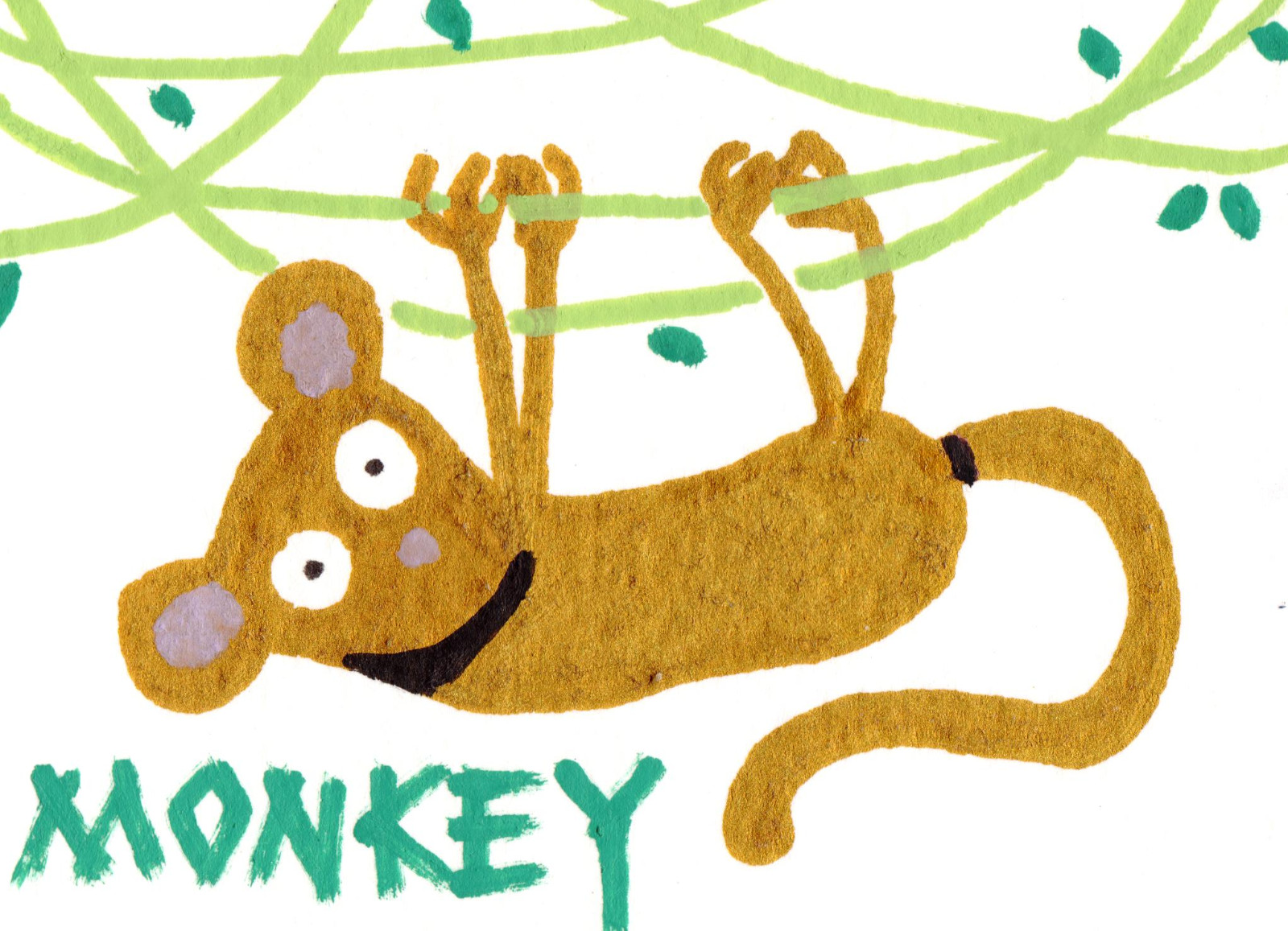 ACEO Acrylic Art Card Original – Golden Monkey – Animals from Memory 2.5×3.5