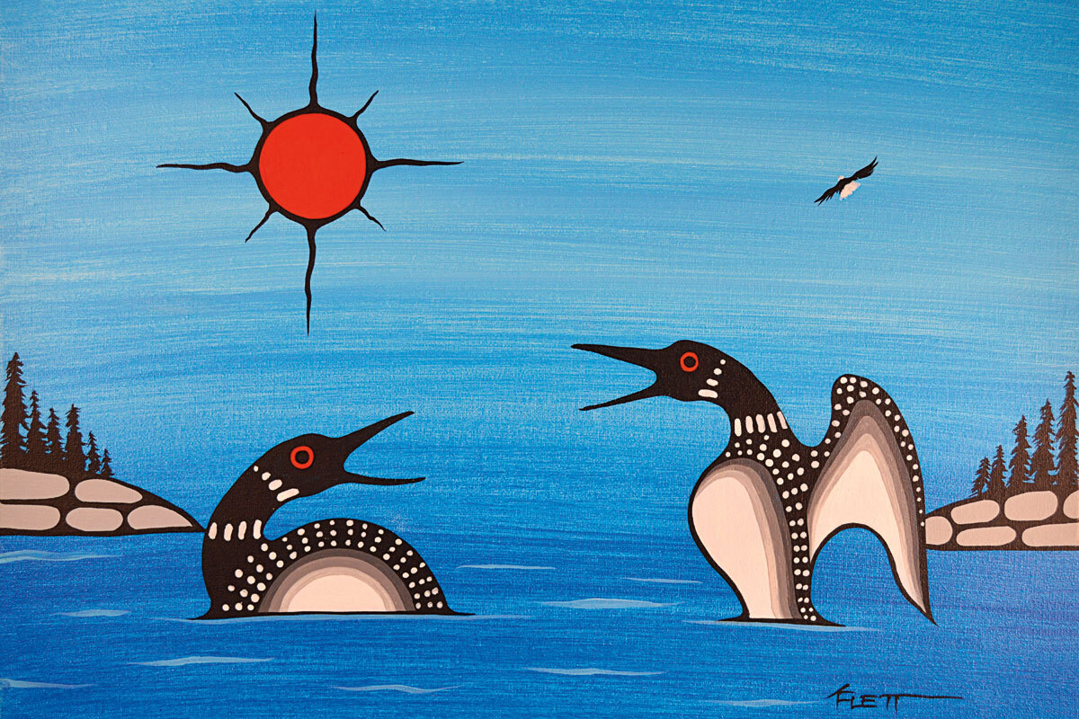 Kurt FLETT » Communication » Giclee Canvas Native Oji-Cree First Nation Art Loon
