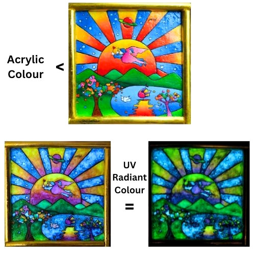 PETER MAX Universal Harmony sign Art UV Radiant Acrylic Canvas Hand Paint Frame